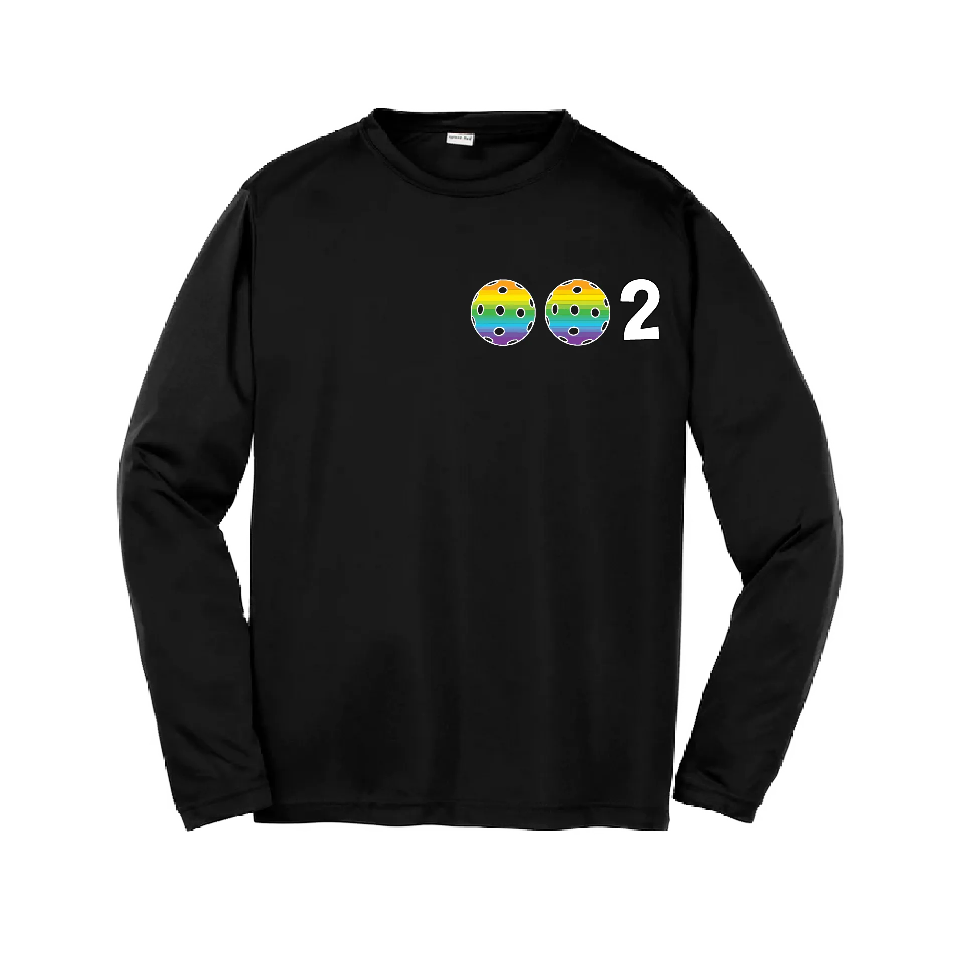 002 Pickleball (Colors Purple Rainbow Pink) | Youth Long Sleeve Pickleball Shirts | 100% Polyester
