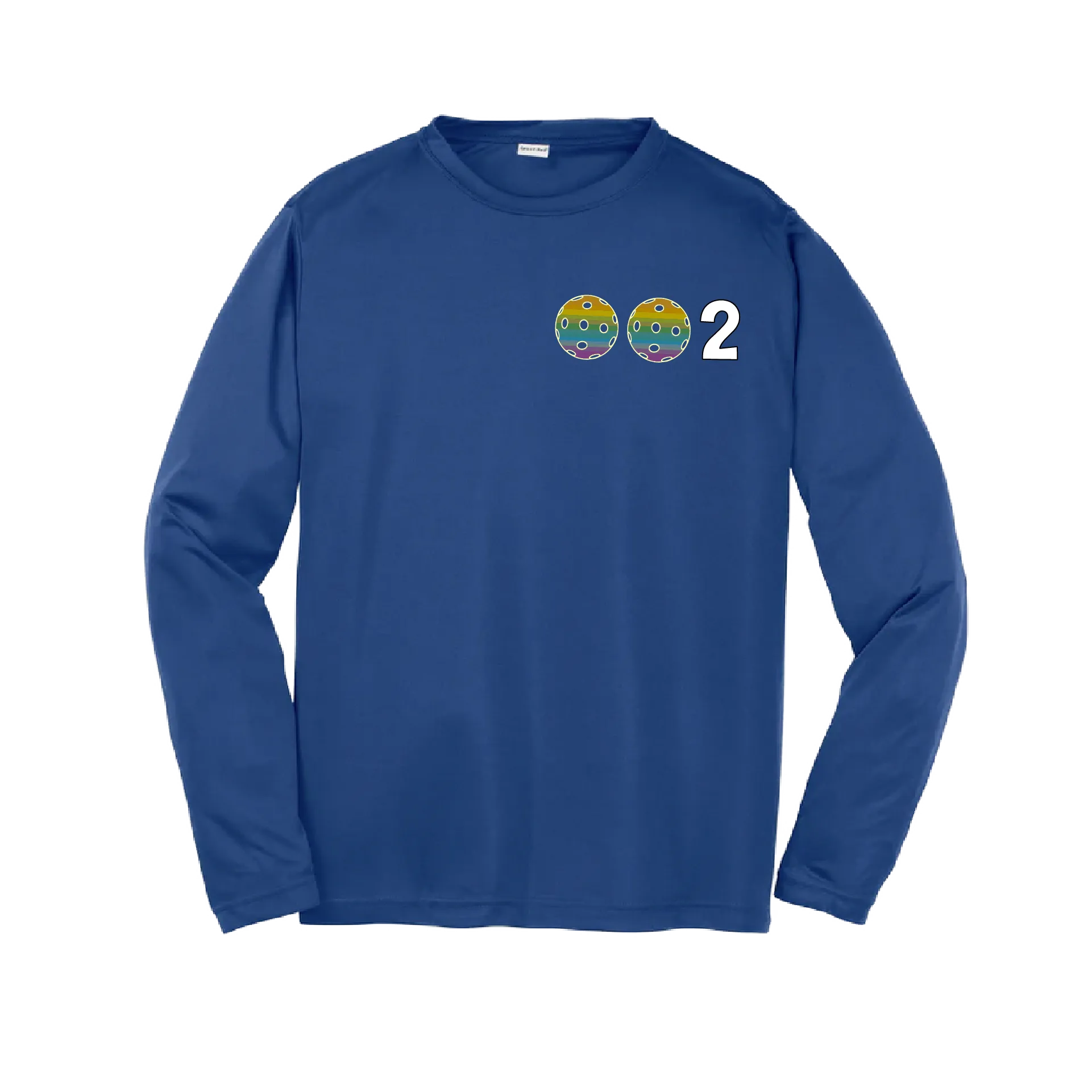 002 Pickleball (Colors Purple Rainbow Pink) | Youth Long Sleeve Pickleball Shirts | 100% Polyester