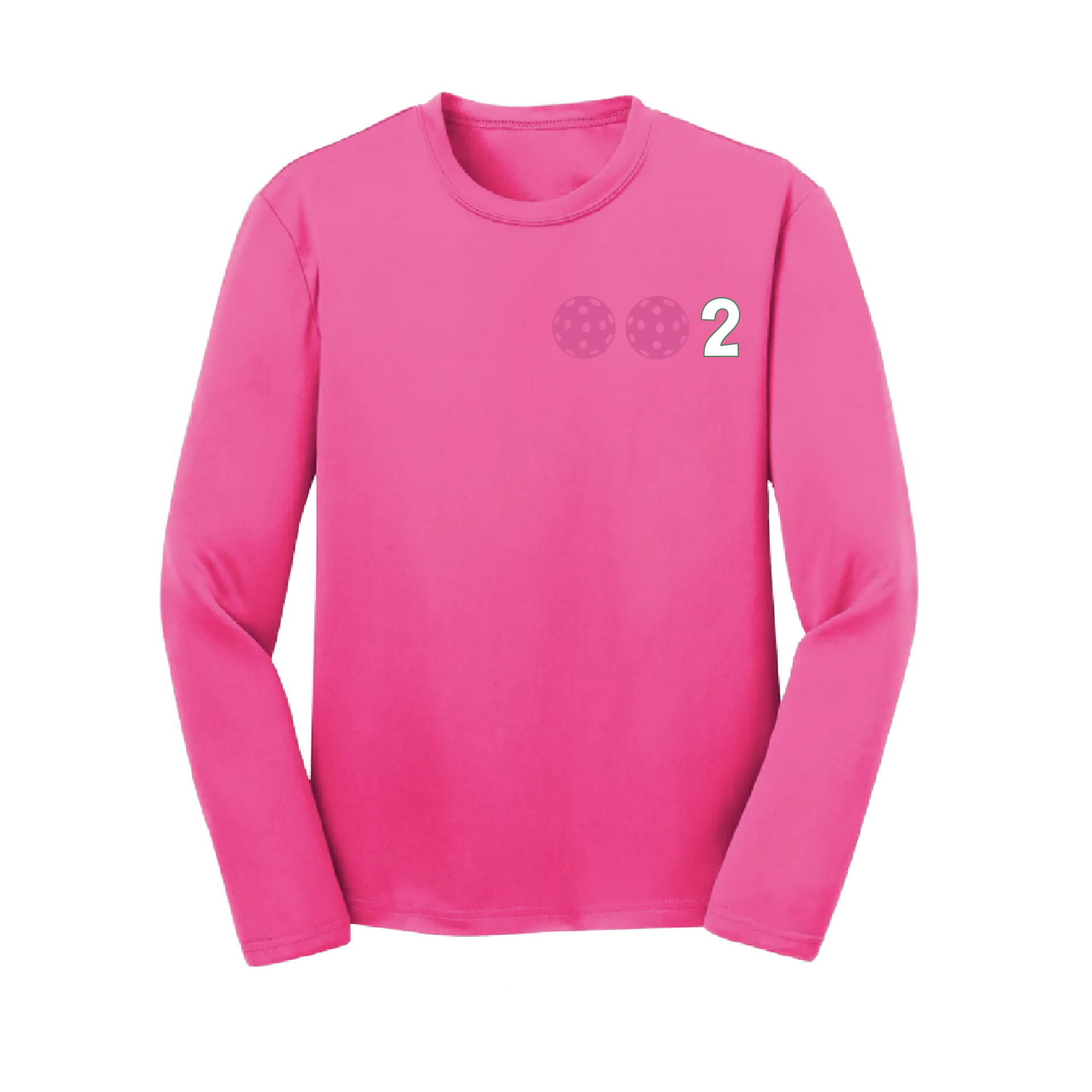 002 Pickleball (Colors Purple Rainbow Pink) | Youth Long Sleeve Pickleball Shirts | 100% Polyester