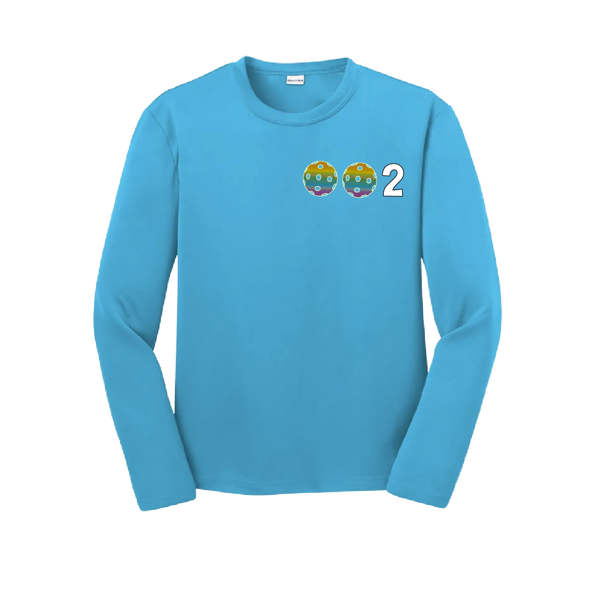 002 Pickleball (Colors Purple Rainbow Pink) | Youth Long Sleeve Pickleball Shirts | 100% Polyester
