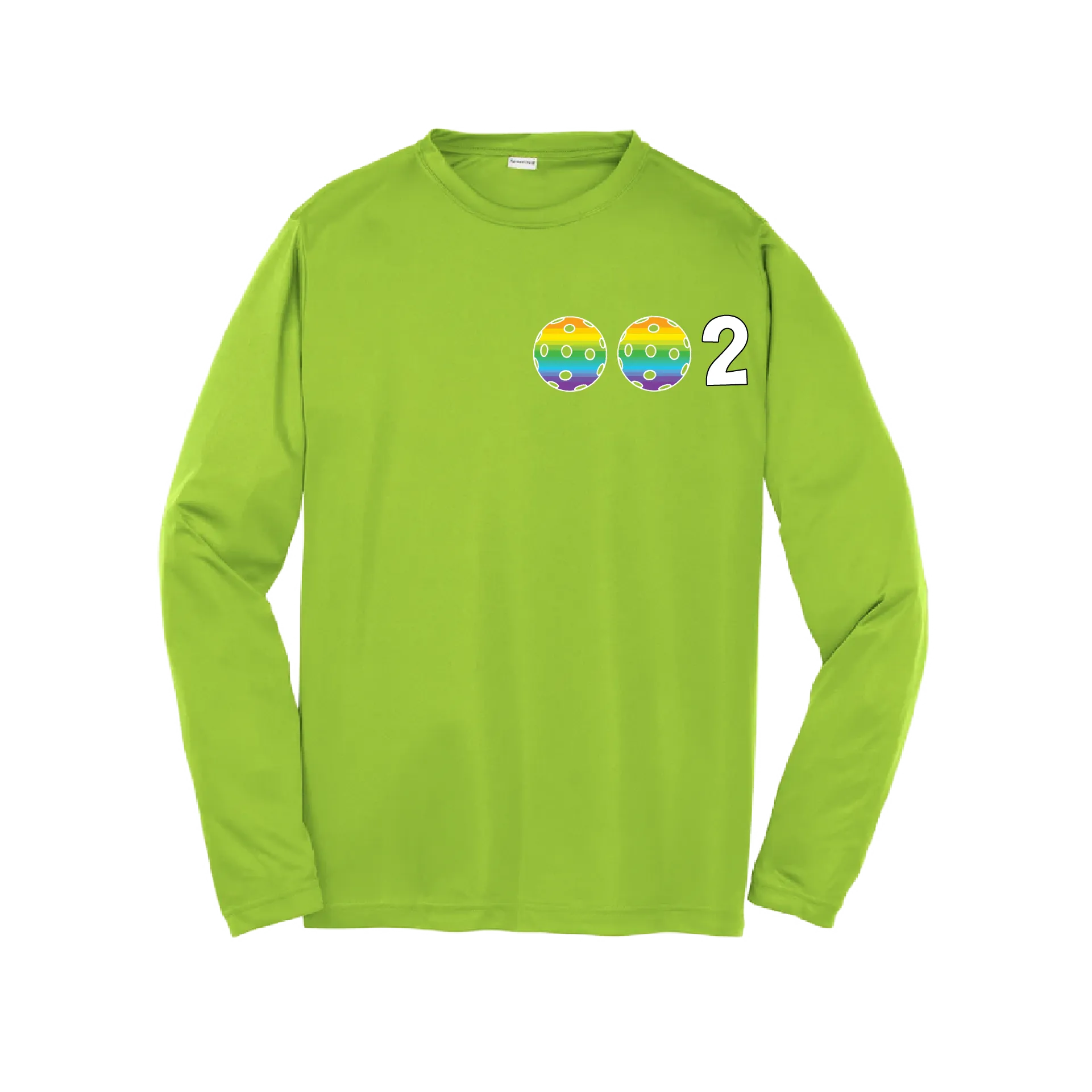 002 Pickleball (Colors Purple Rainbow Pink) | Youth Long Sleeve Pickleball Shirts | 100% Polyester