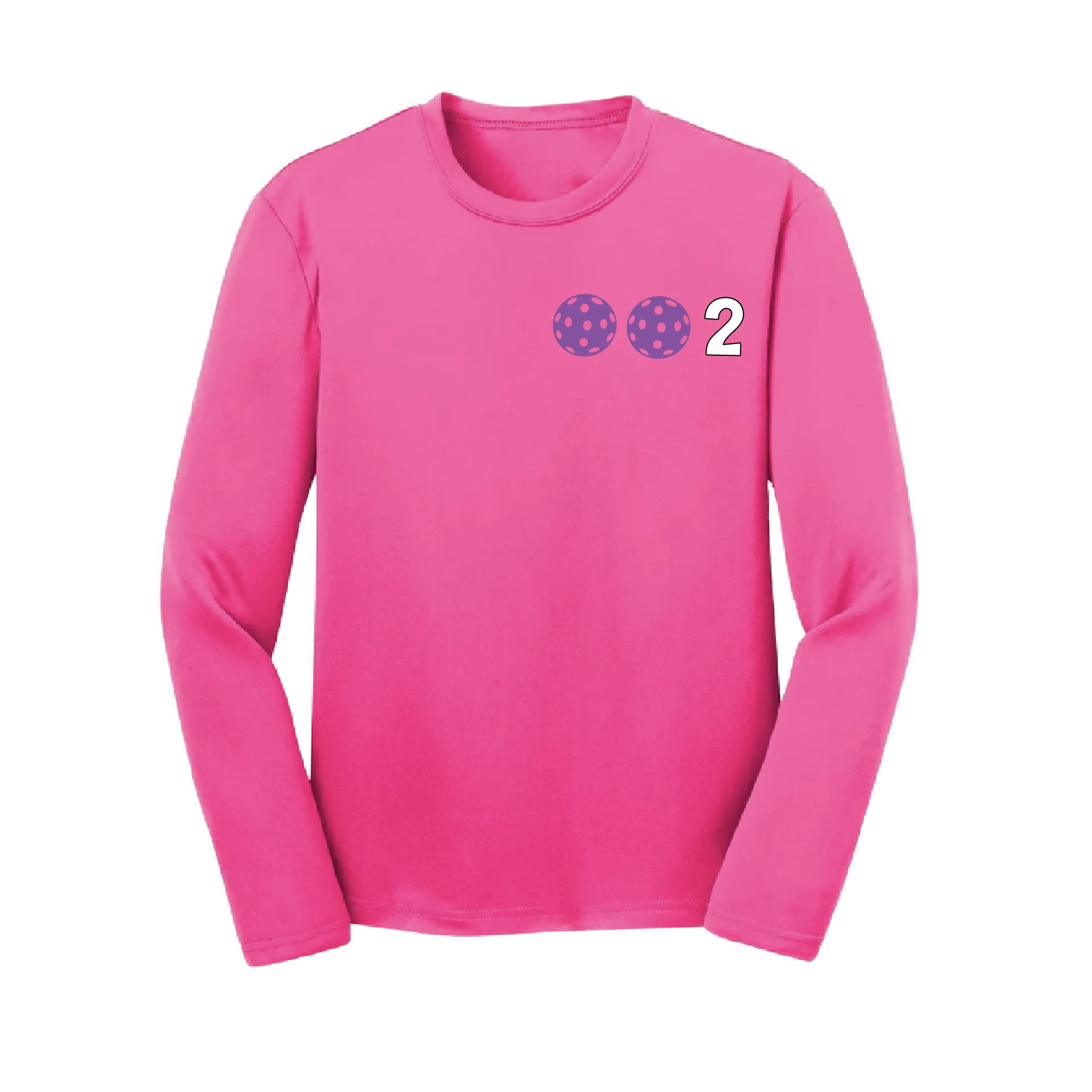 002 Pickleball (Colors Purple Rainbow Pink) | Youth Long Sleeve Pickleball Shirts | 100% Polyester