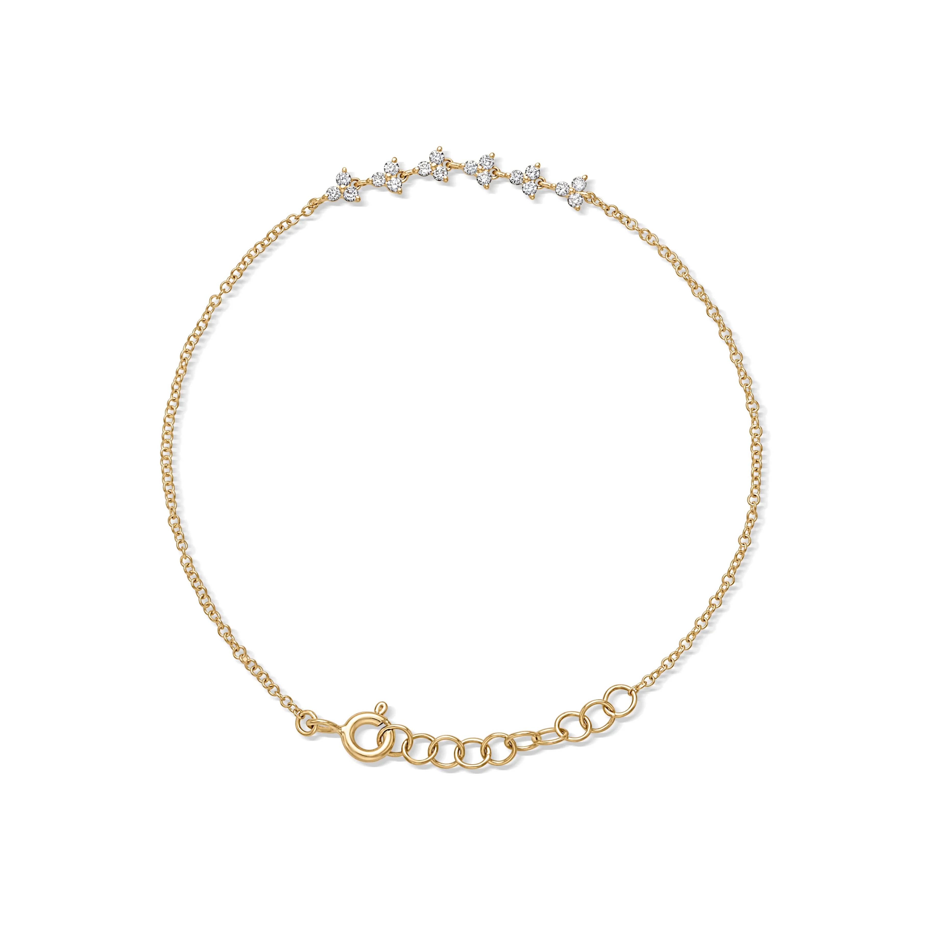 14KY 6 Diamond Trio Station Bracelet