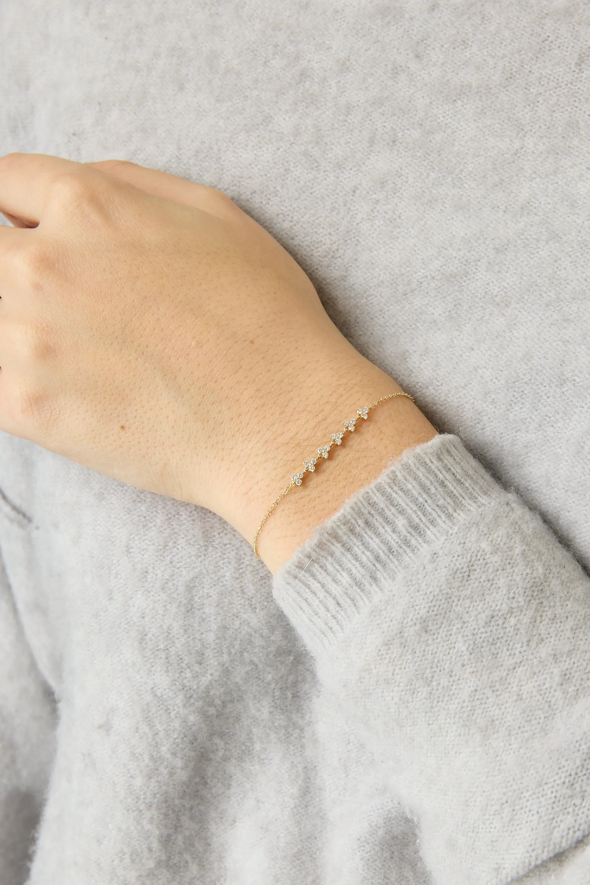 14KY 6 Diamond Trio Station Bracelet