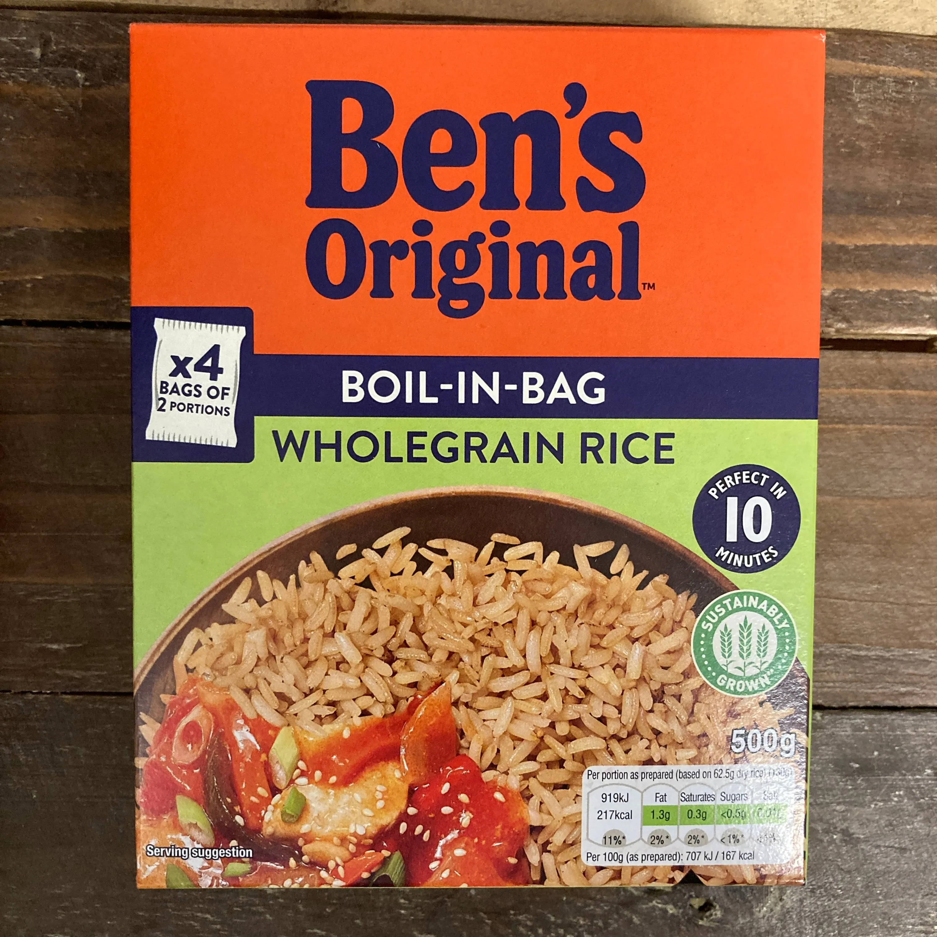 1Kg Ben's Original Boil In Bag Wholegrain Rice (2 Packs of 4x125g)
