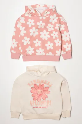 2 Pack Flower Hoodies Peach And Cream
