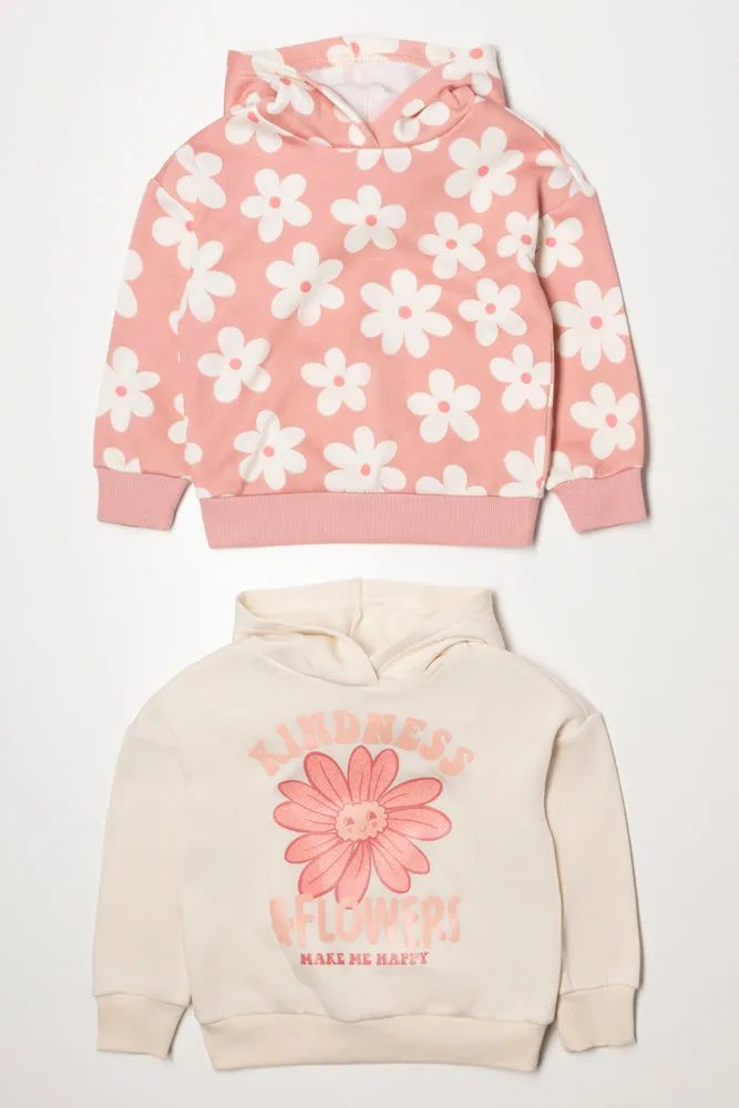 2 Pack Flower Hoodies Peach And Cream