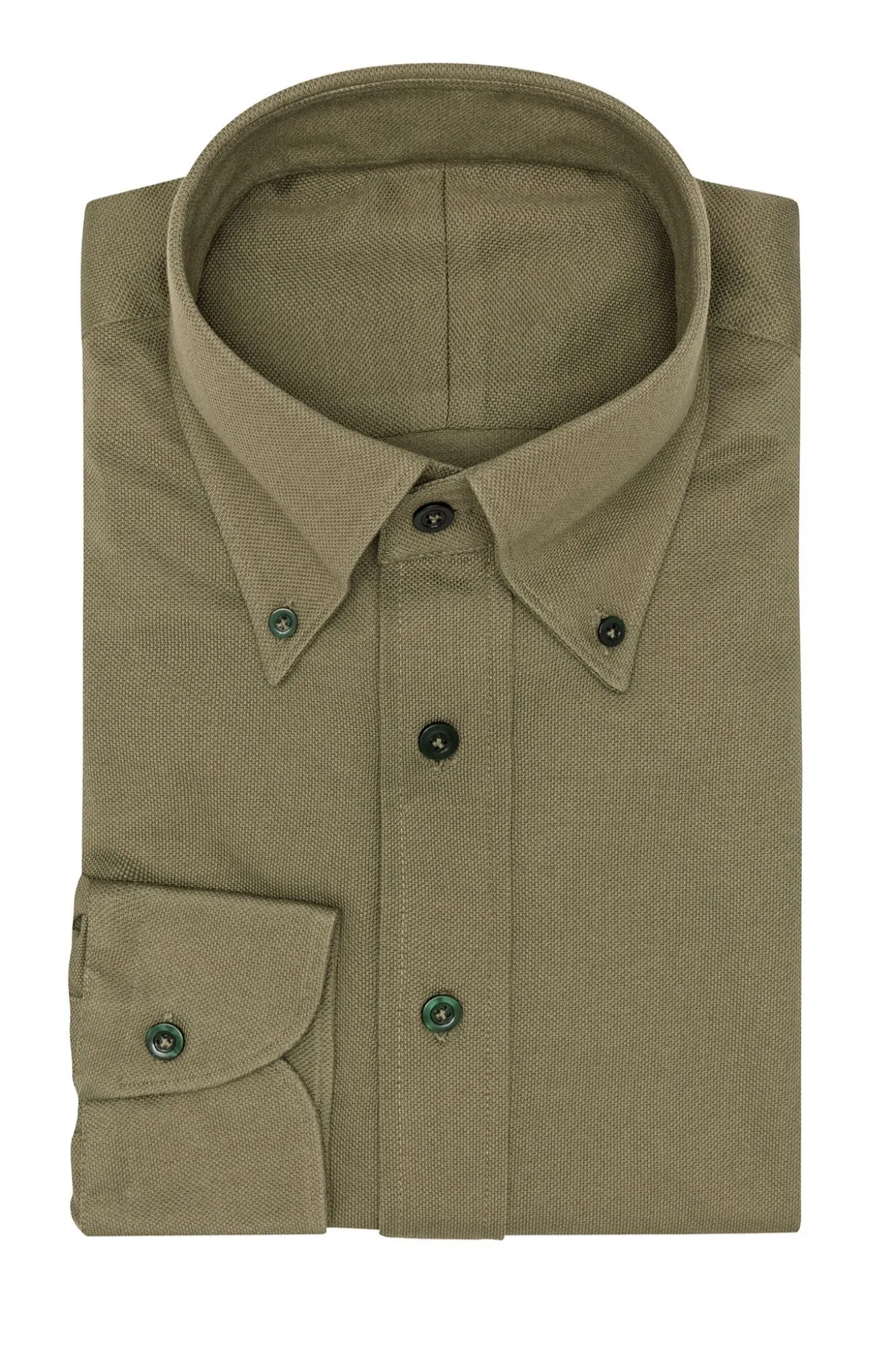 Albini Knit Olive Green Piquet Doppio Cotton