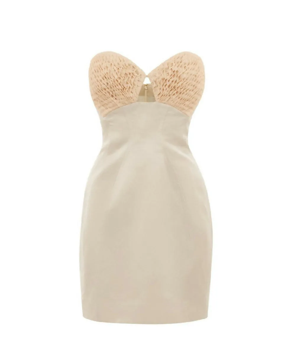 Alemais Pearl Smock Mini Dress Gardenia Size 16