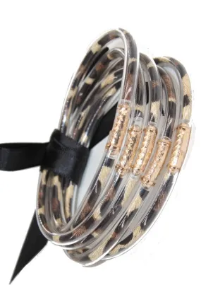 •Animal Print Sparkle Jelly Bracelet 5pc Set