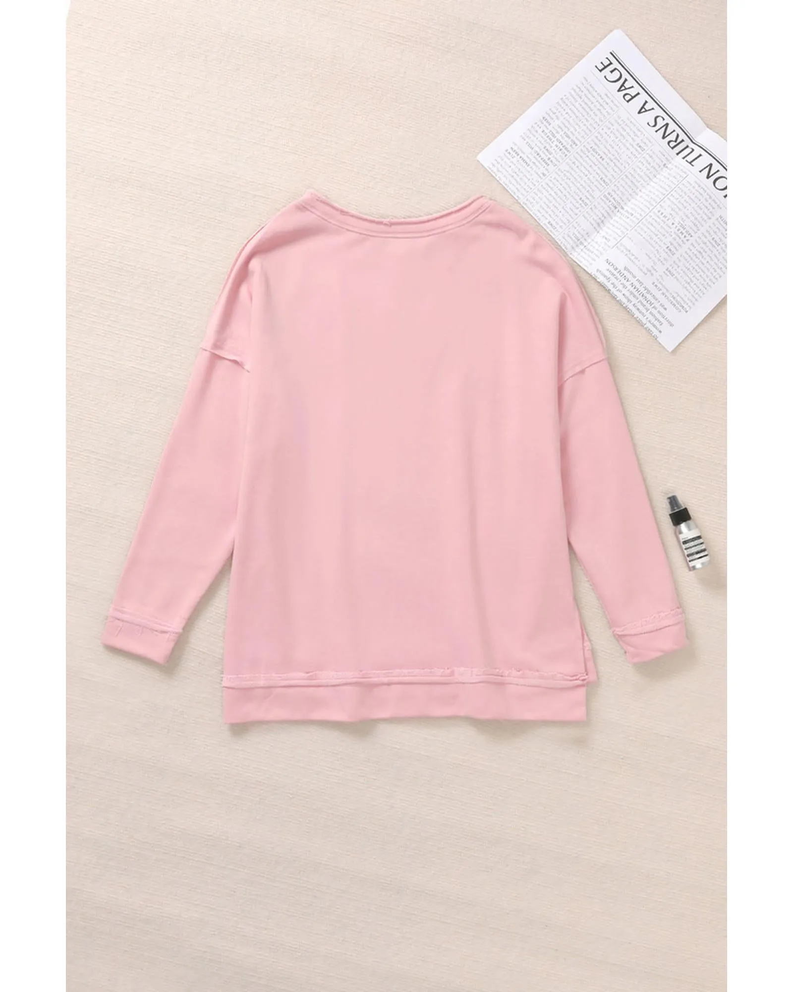 Azura Exchange Frayed Trim Side Slit Sweatshirt - S