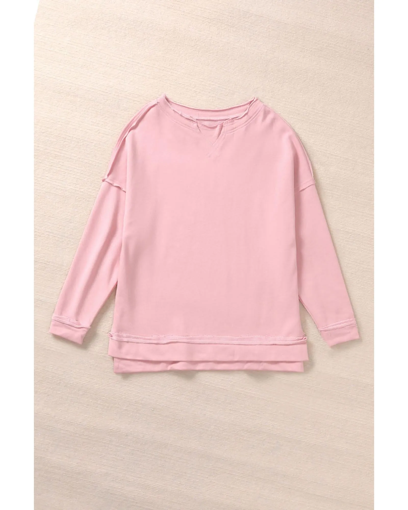Azura Exchange Frayed Trim Side Slit Sweatshirt - S