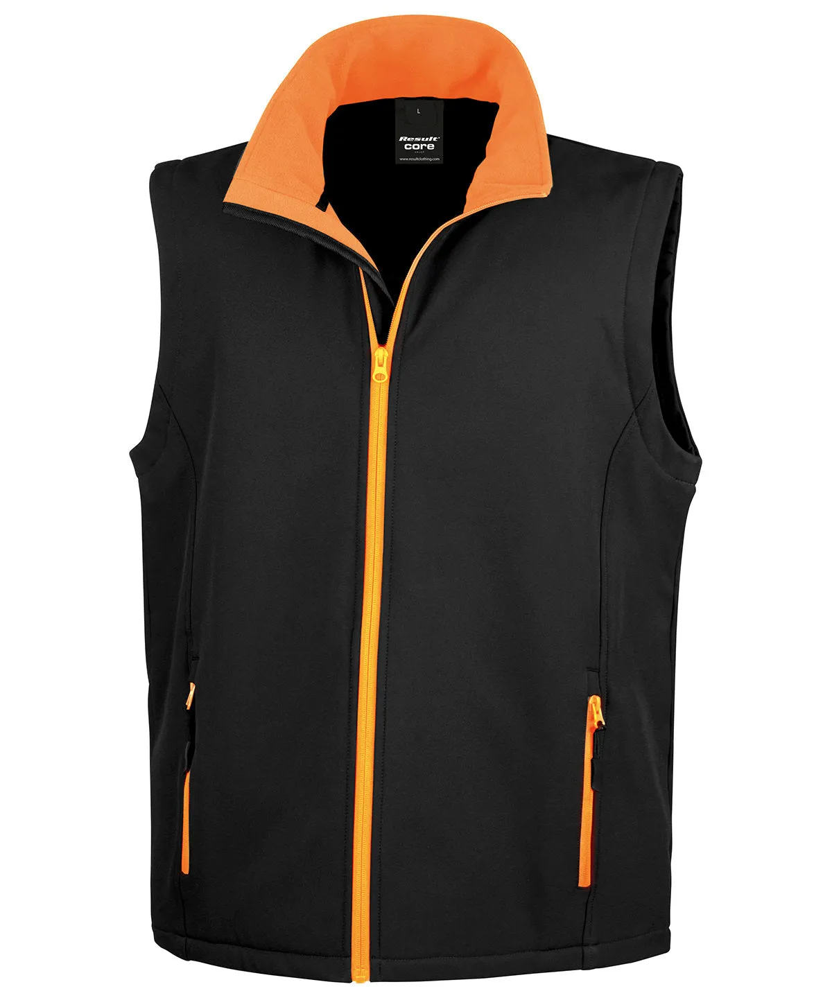 Black/Orange - Printable softshell bodywarmer