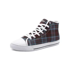 Blue & Red Tartan Plaid High Top Canvas Shoes