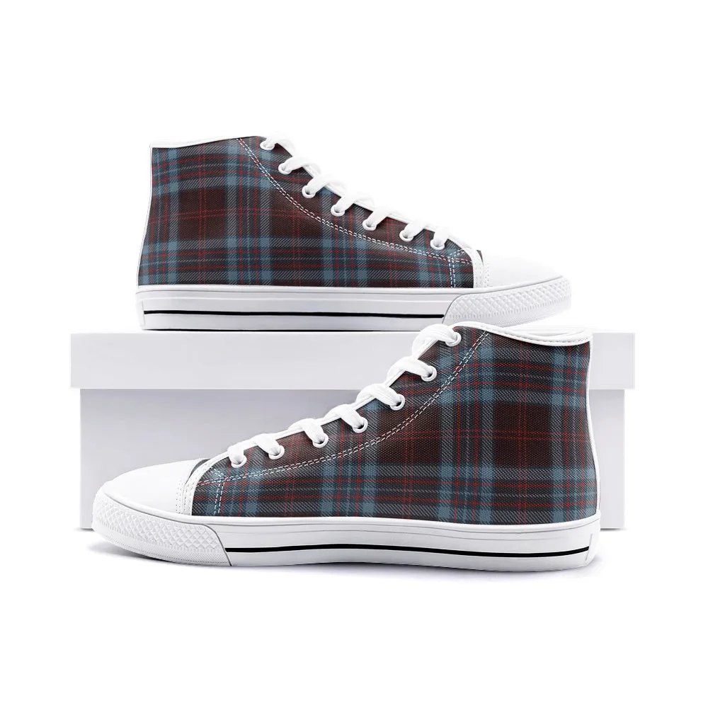 Blue & Red Tartan Plaid High Top Canvas Shoes