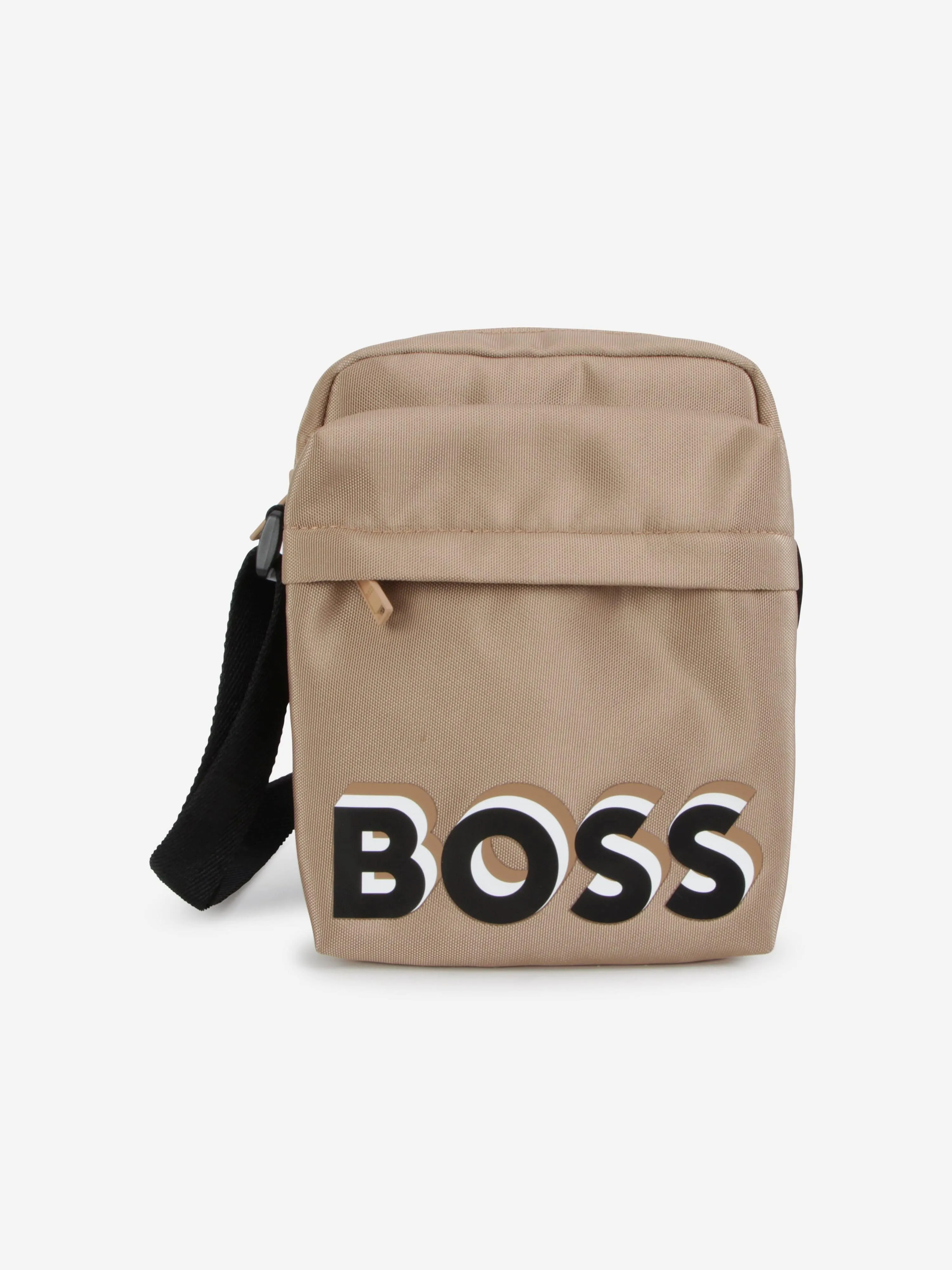BOSS Boys Logo Messenger Bag in Beige (20cm)