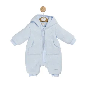 Boys Blue Towelling All In One With Hood
