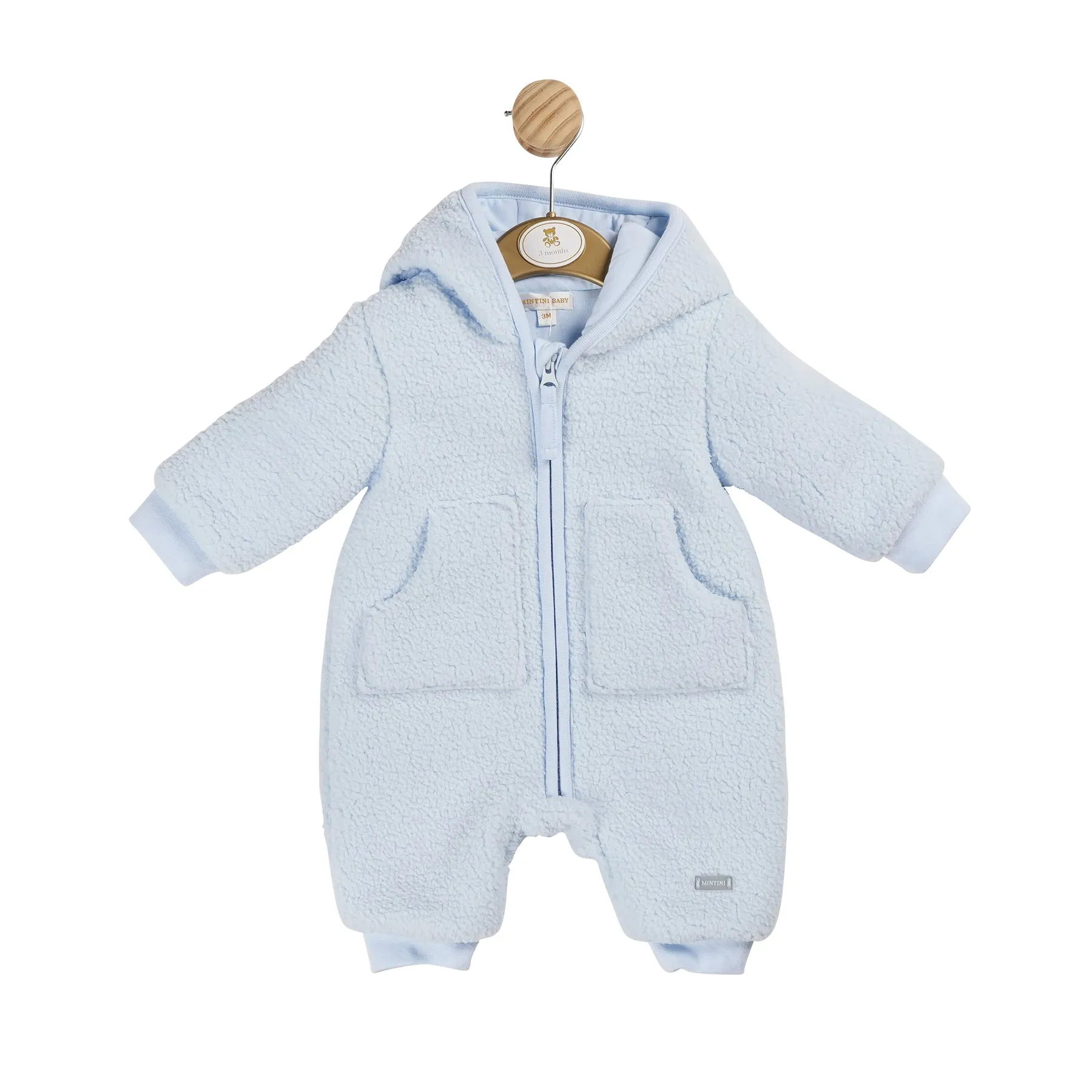 Boys Blue Towelling All In One With Hood