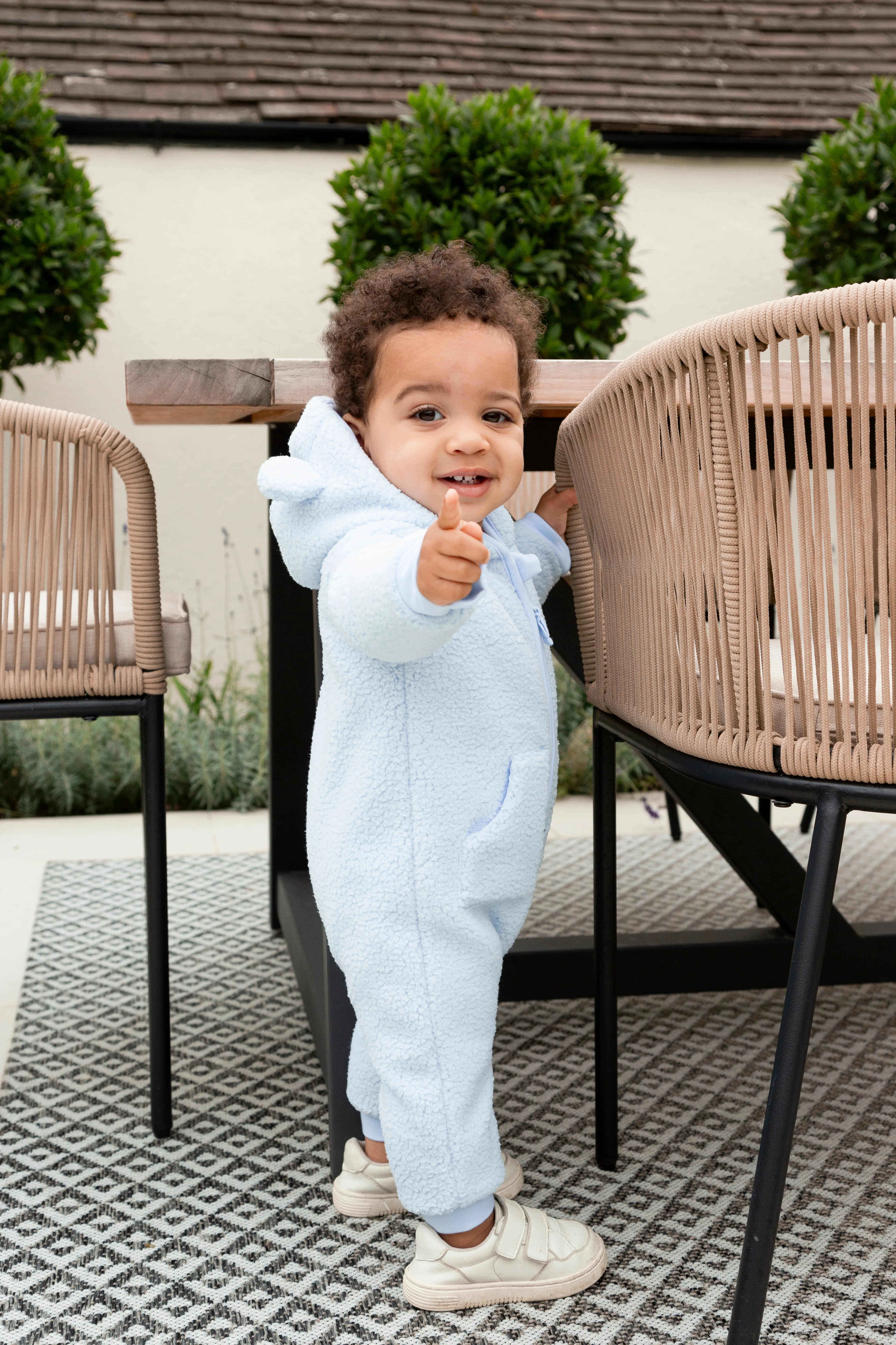 Boys Blue Towelling All In One With Hood