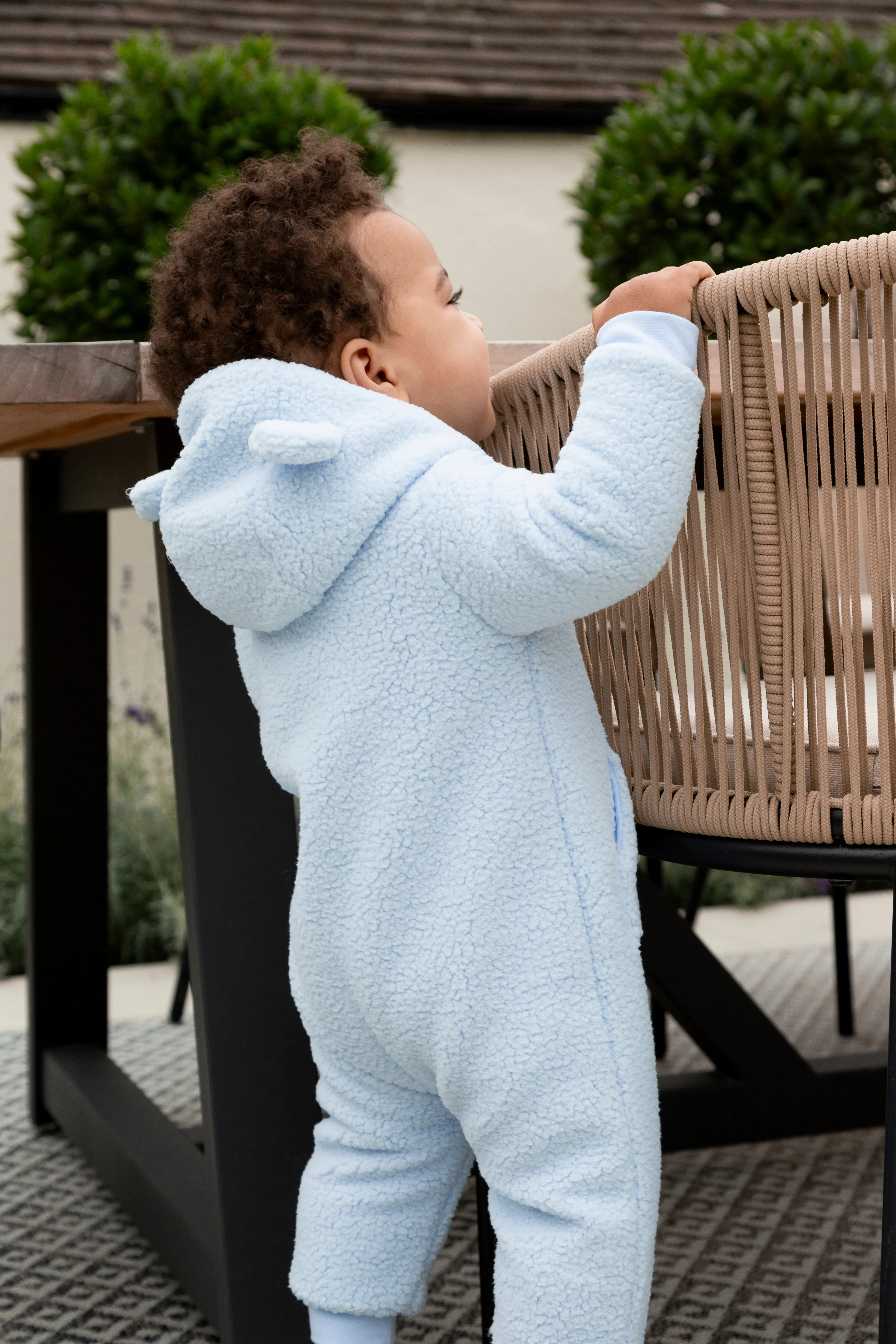 Boys Blue Towelling All In One With Hood