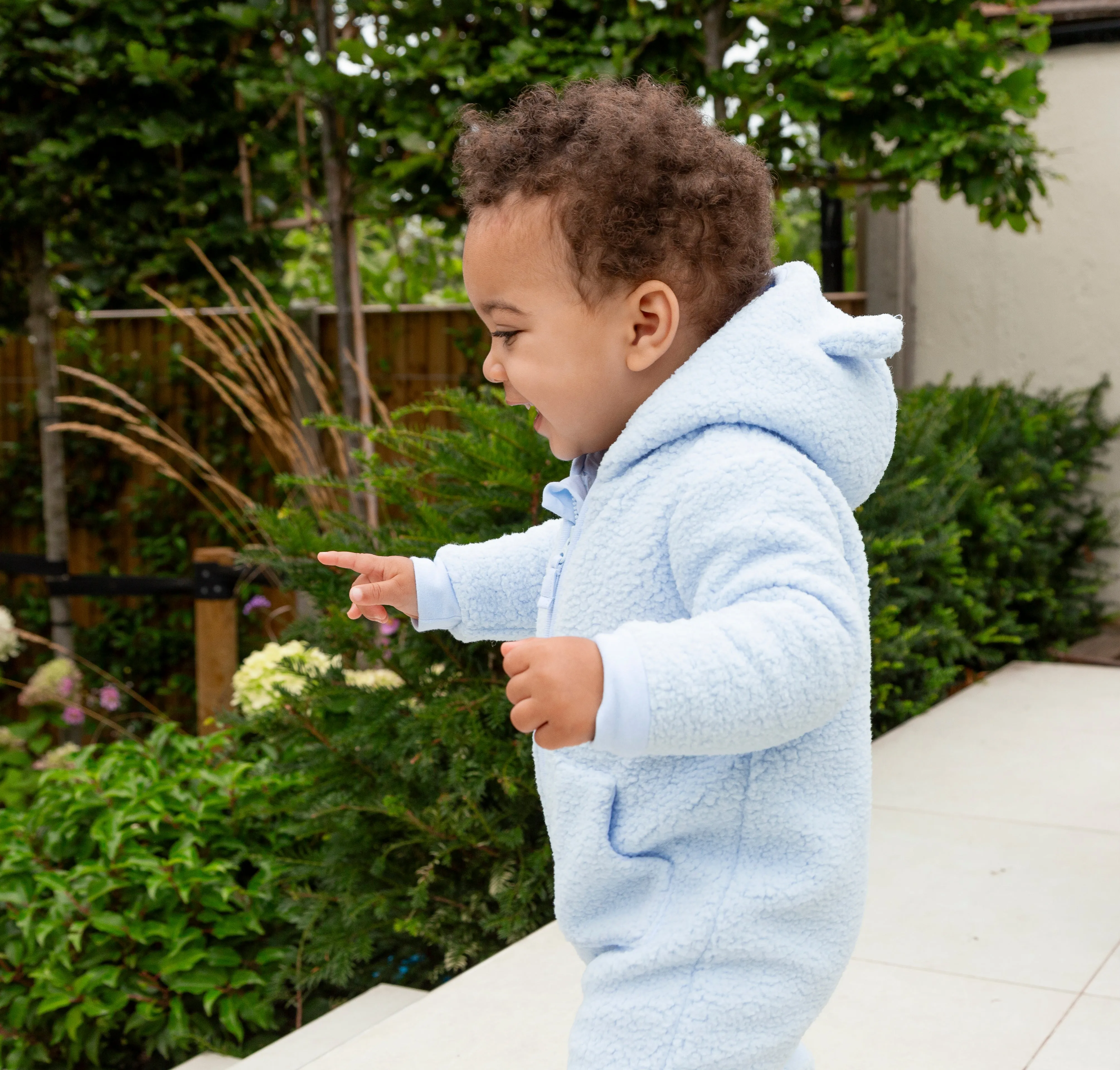 Boys Blue Towelling All In One With Hood