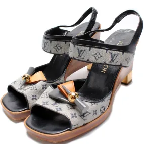 Canvas Monogram Wedge Sandals Size 38.5