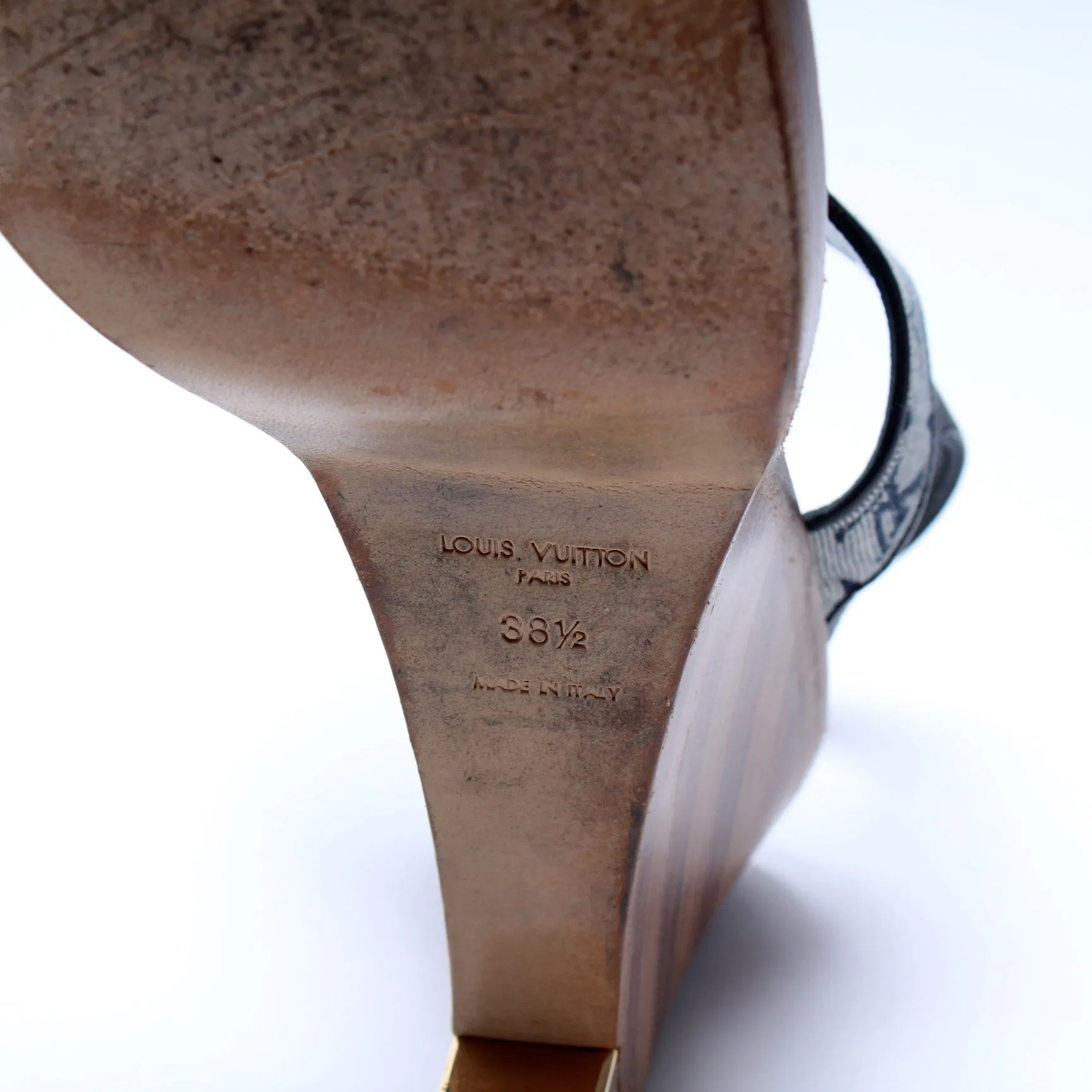 Canvas Monogram Wedge Sandals Size 38.5