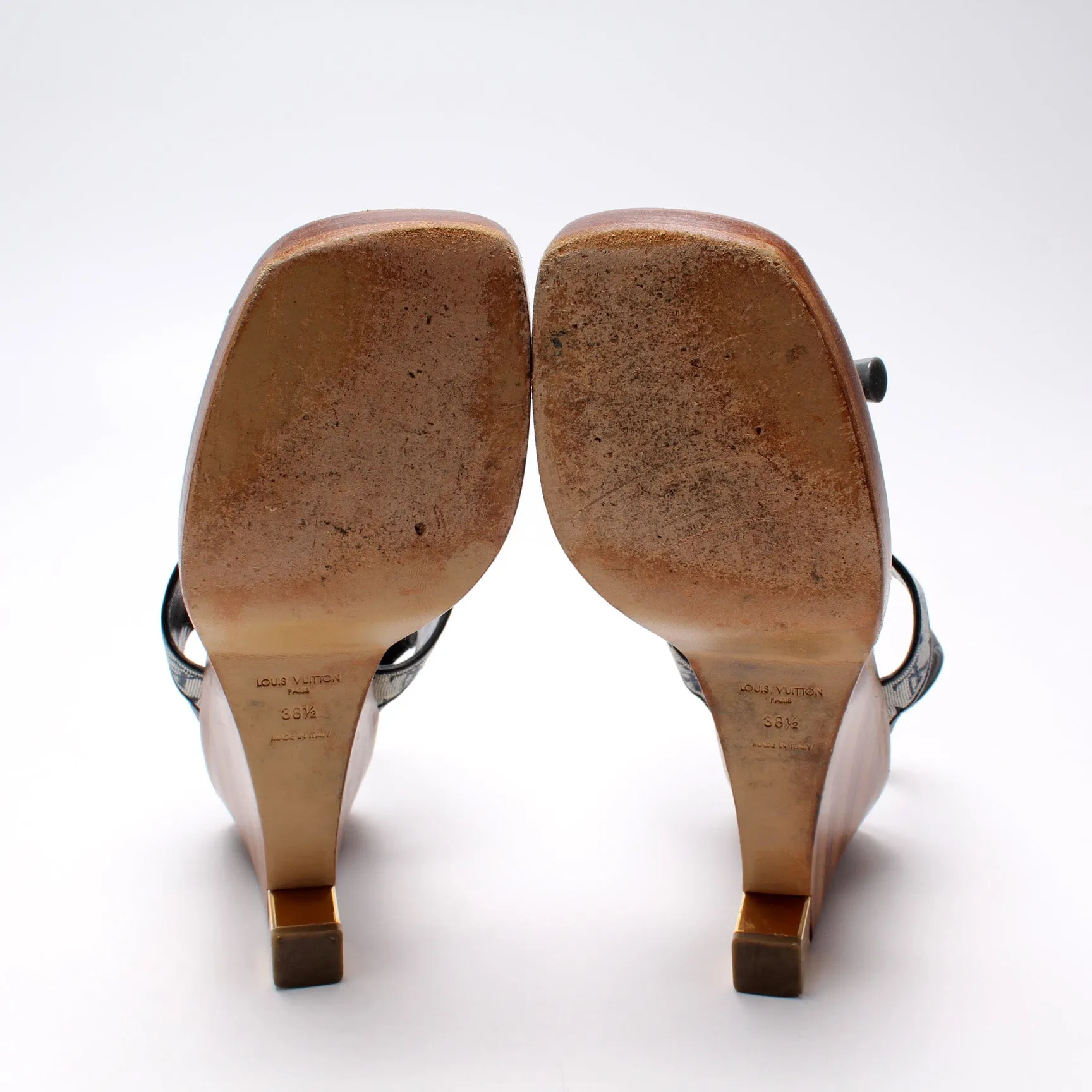 Canvas Monogram Wedge Sandals Size 38.5