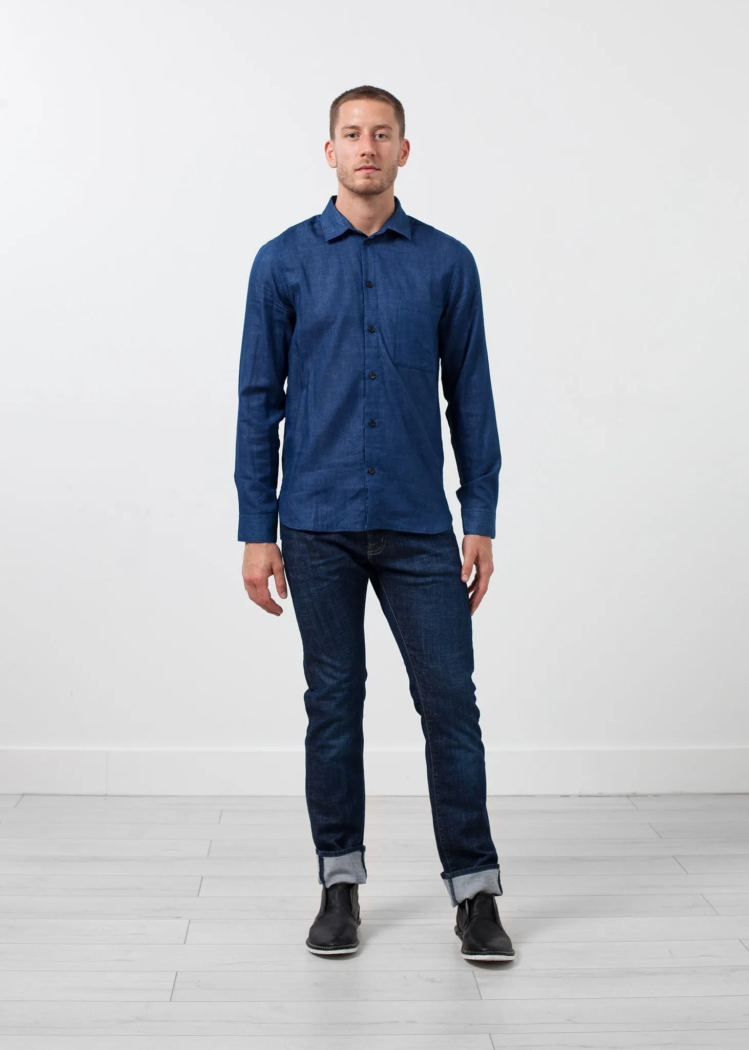 Casual Indigo Shirt - Fashionable Choice