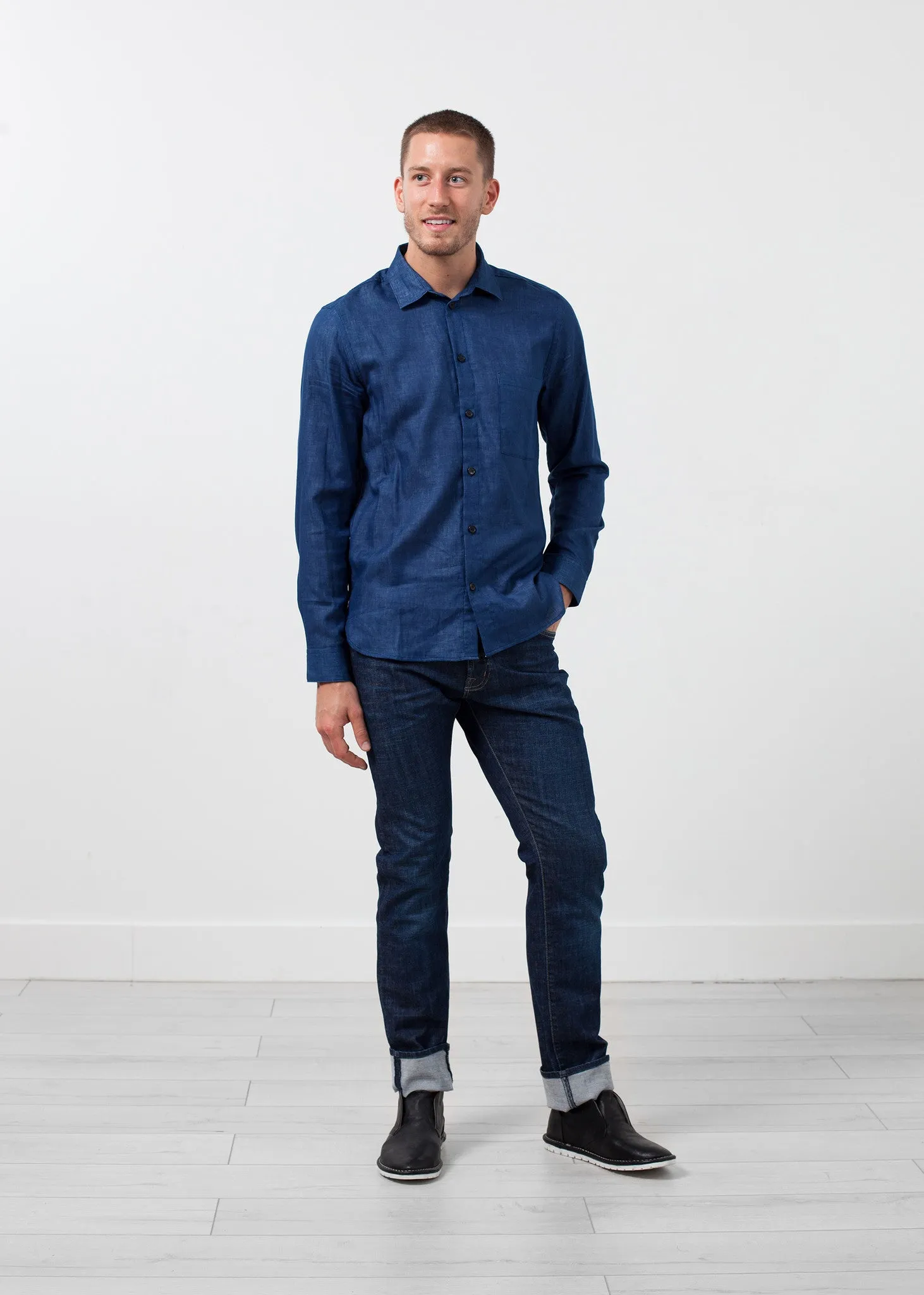 Casual Indigo Shirt - Fashionable Choice