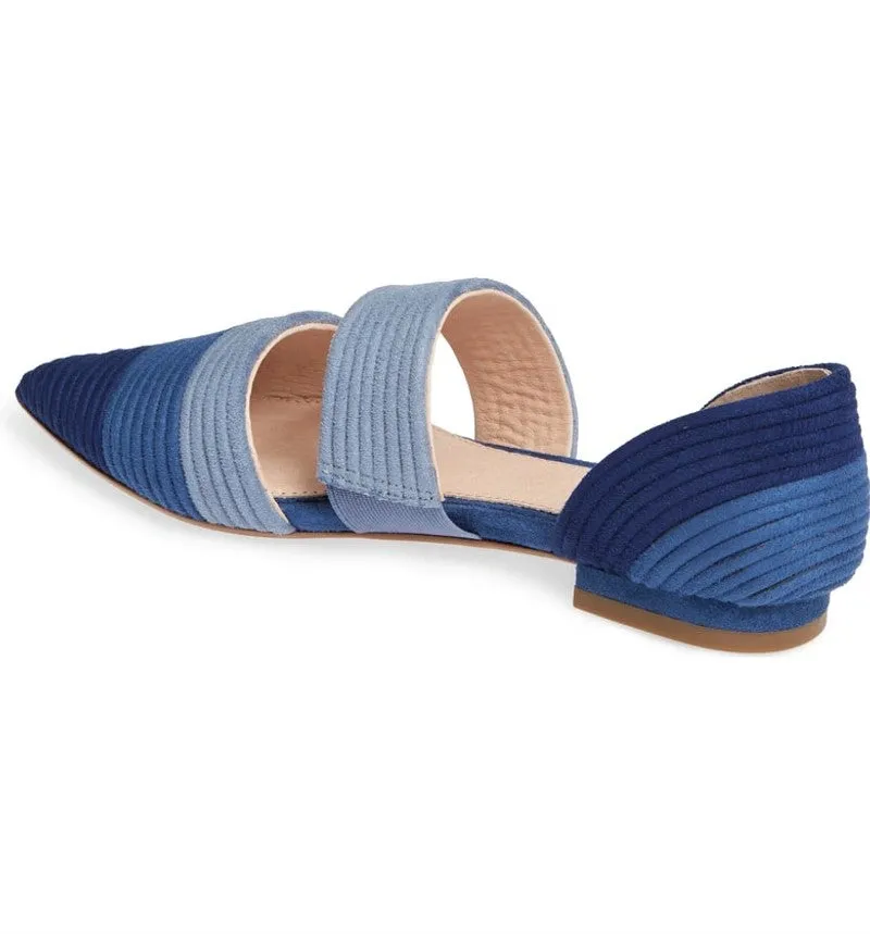 Cecelia New York Mysti Blue Moon Casual Slip On Pointes Toe Strap Womens Sandals