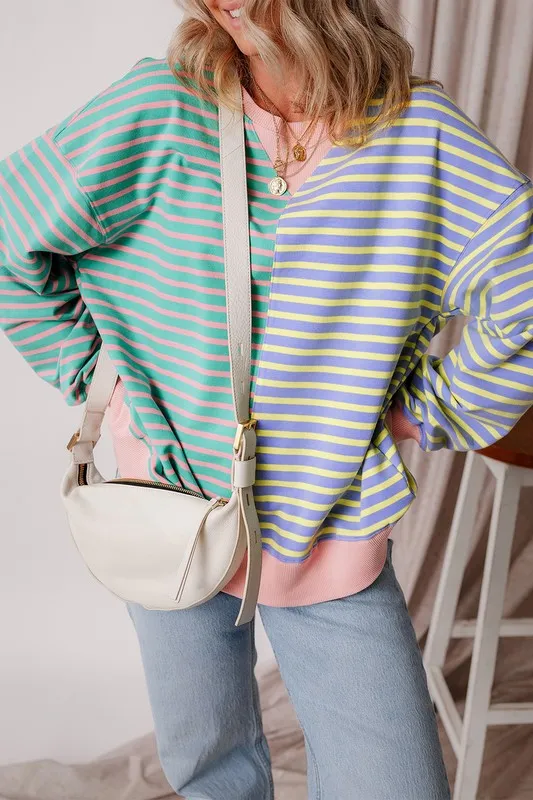 Colorblock Drop Shoulder Oversized Pullover