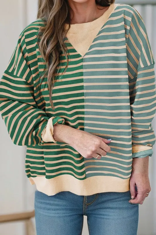 Colorblock Drop Shoulder Oversized Pullover