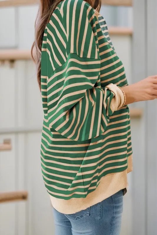 Colorblock Drop Shoulder Oversized Pullover