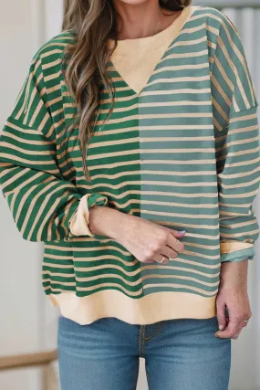 Colorblock Drop Shoulder Oversized Pullover