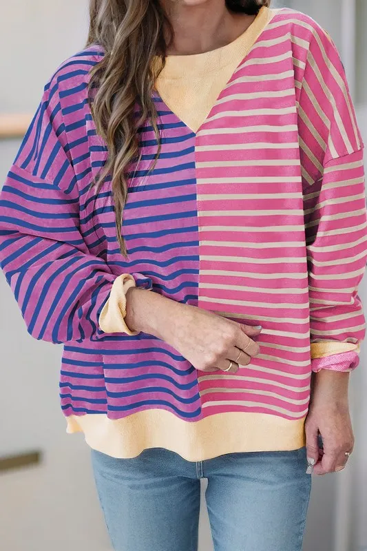 Colorblock Drop Shoulder Oversized Pullover