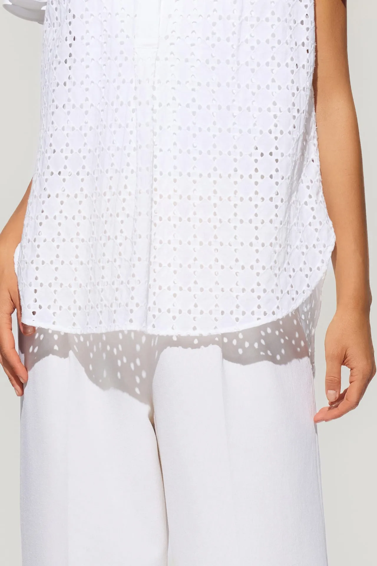 Cotton Eyelet Short Sleeve Casual Shirt