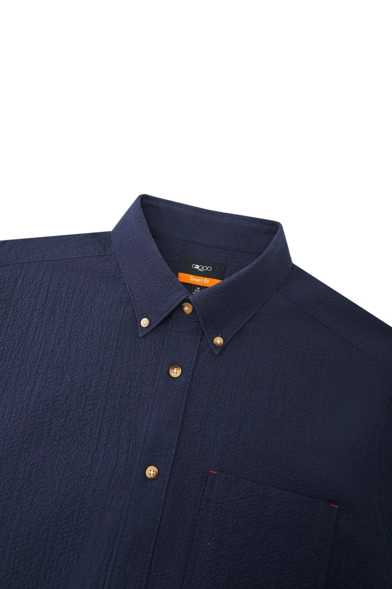 Cotton Seersucker Smart Fit Casual Shirt with Pocket