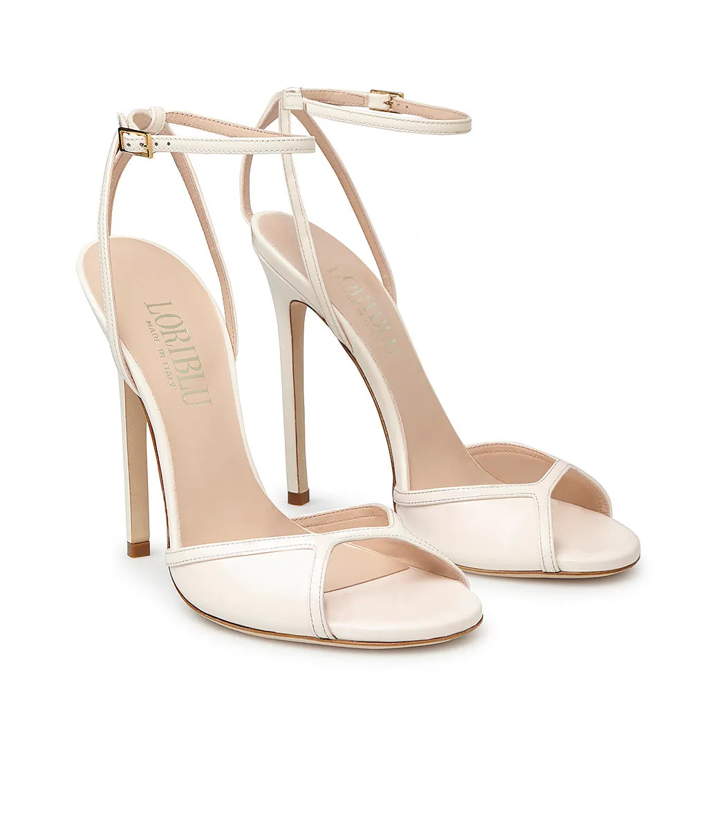 Cream-tone patent leather sandals