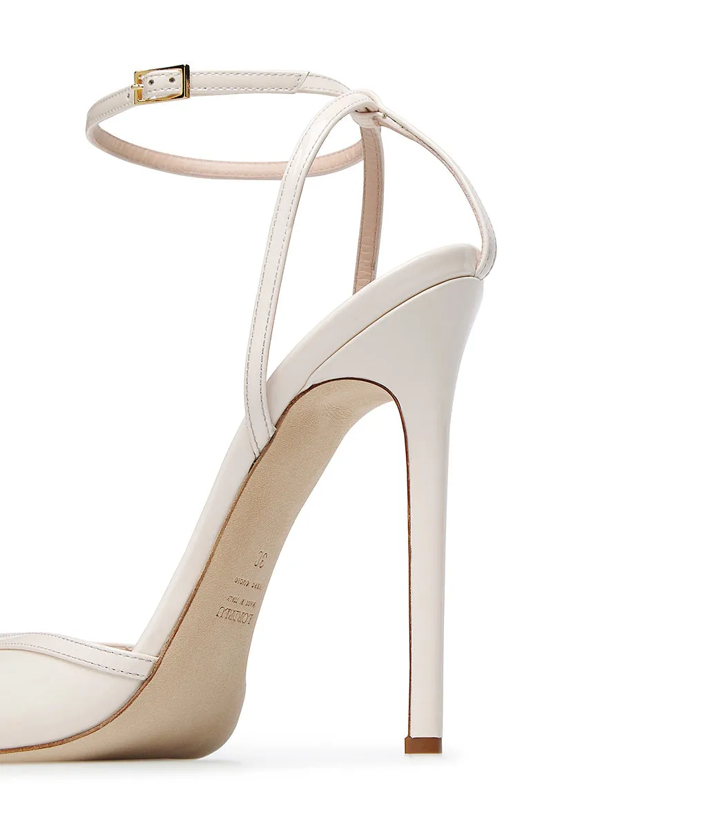 Cream-tone patent leather sandals
