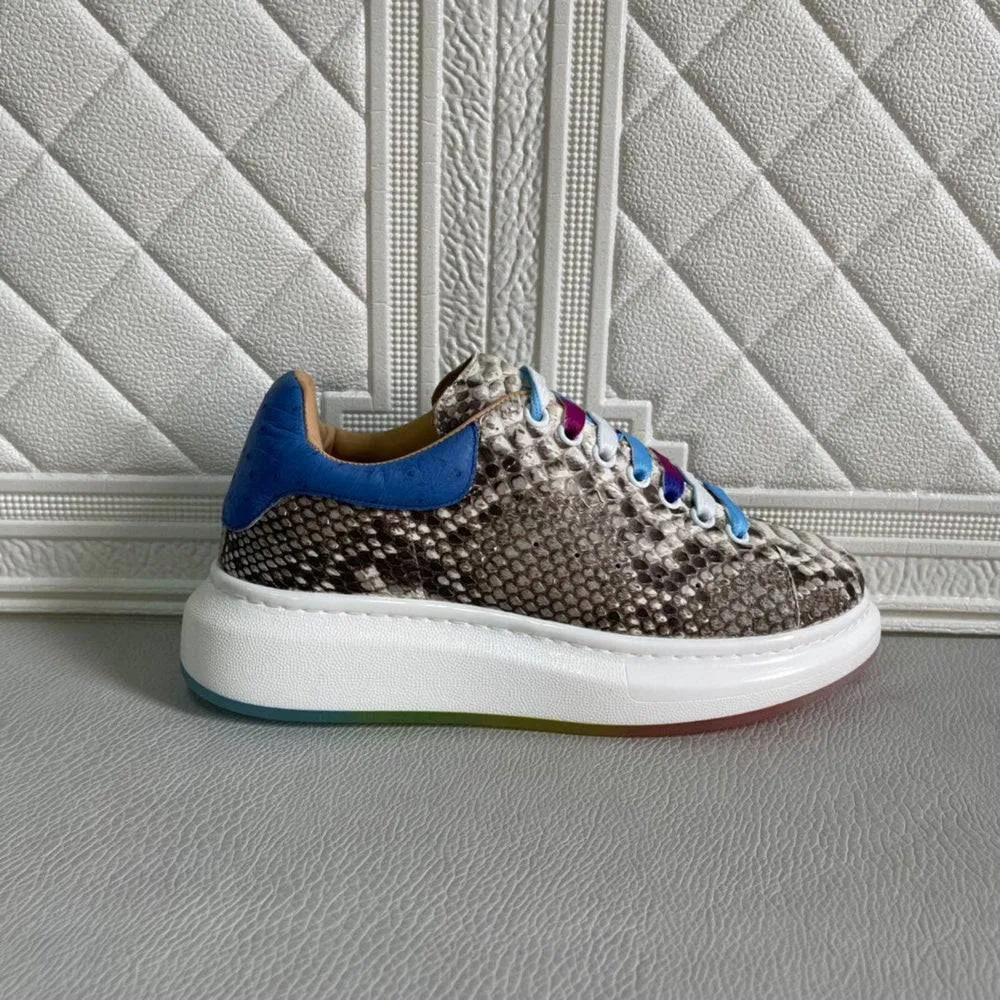 Crocodile Shoes Python Leather Fashion White Shoes Womens Height Increase Sneakers Casual Shoes Female Travel Footwear