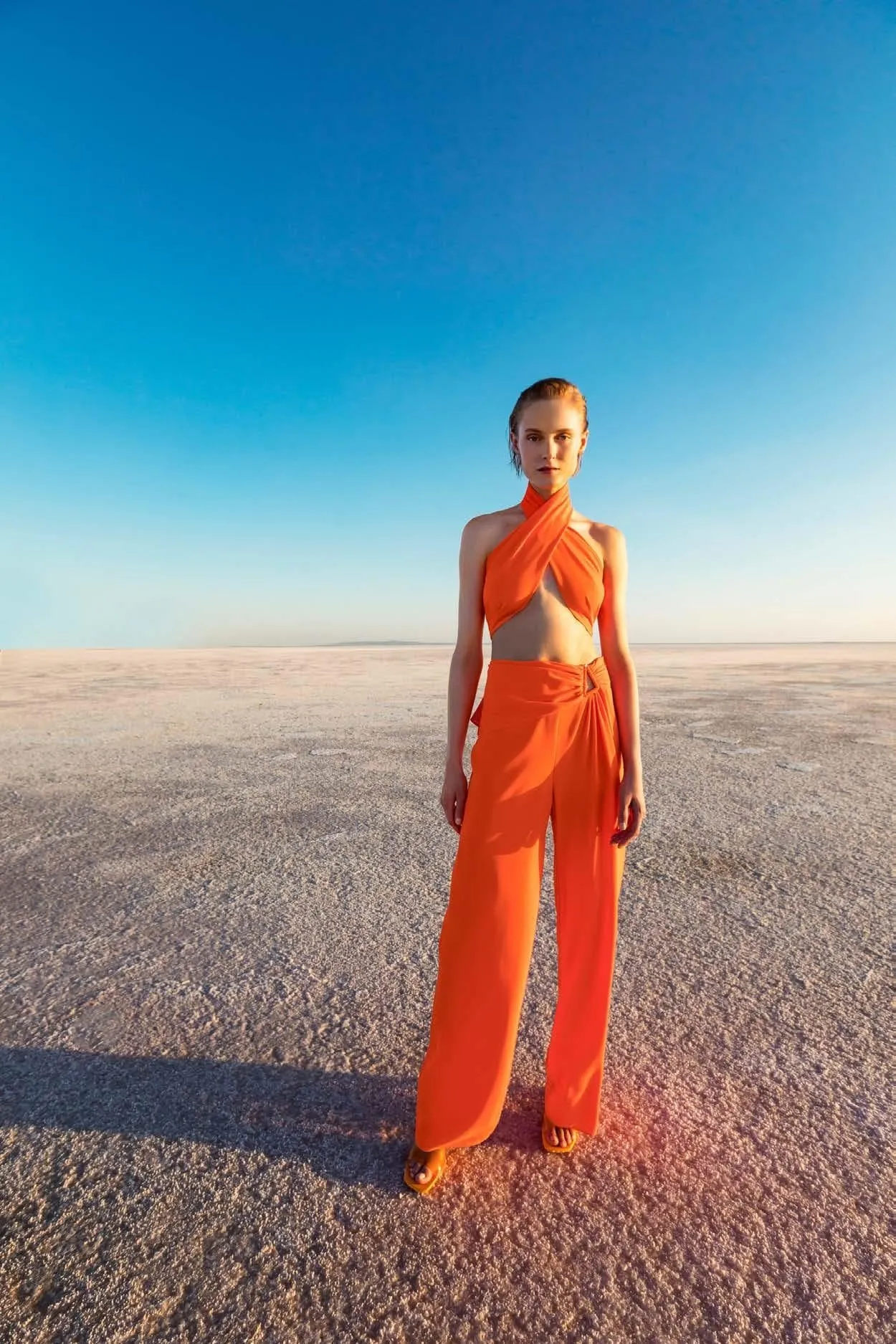 Cut Out Pants Orange