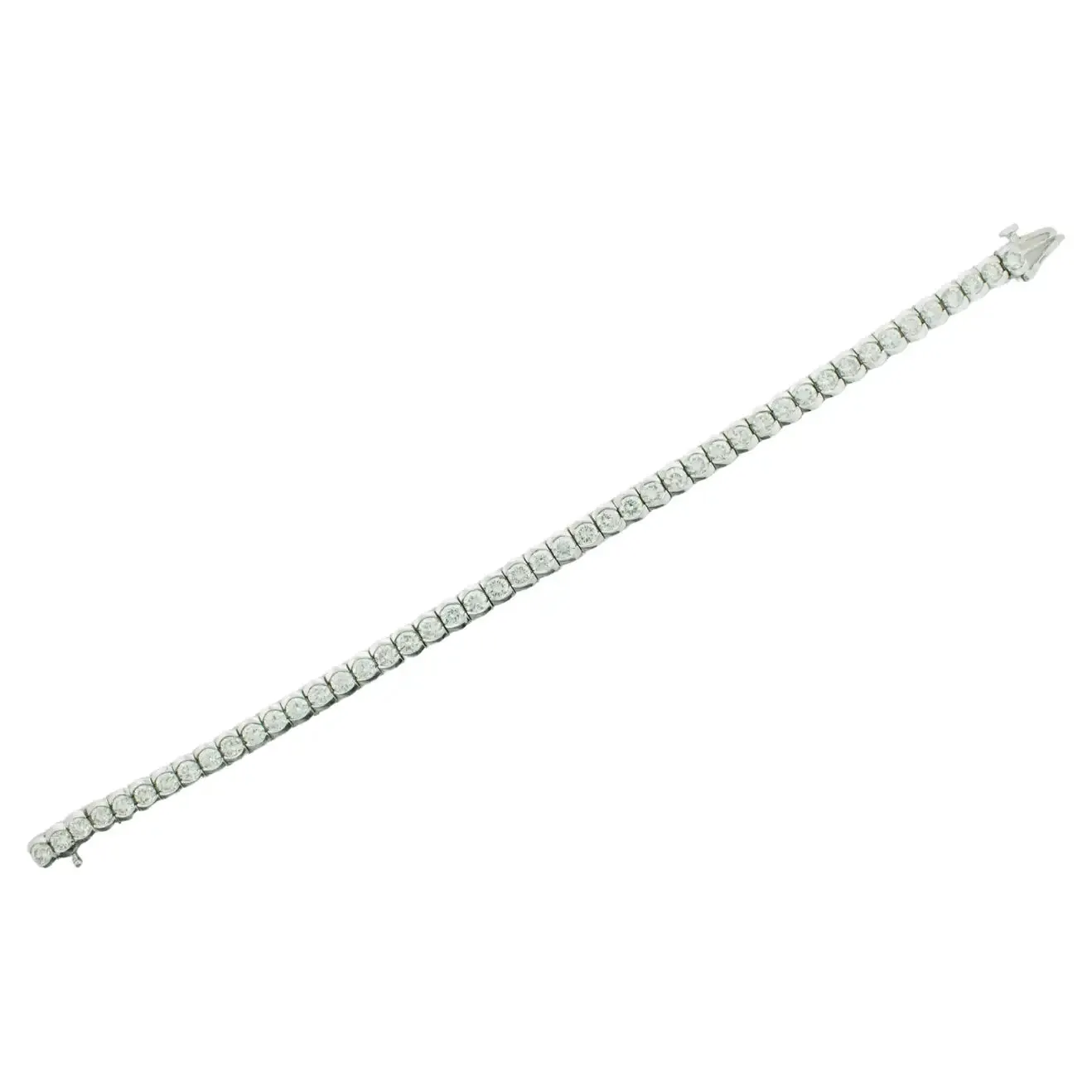 Diamond Straight Line Bracelet 7.10 Carats in White Gold