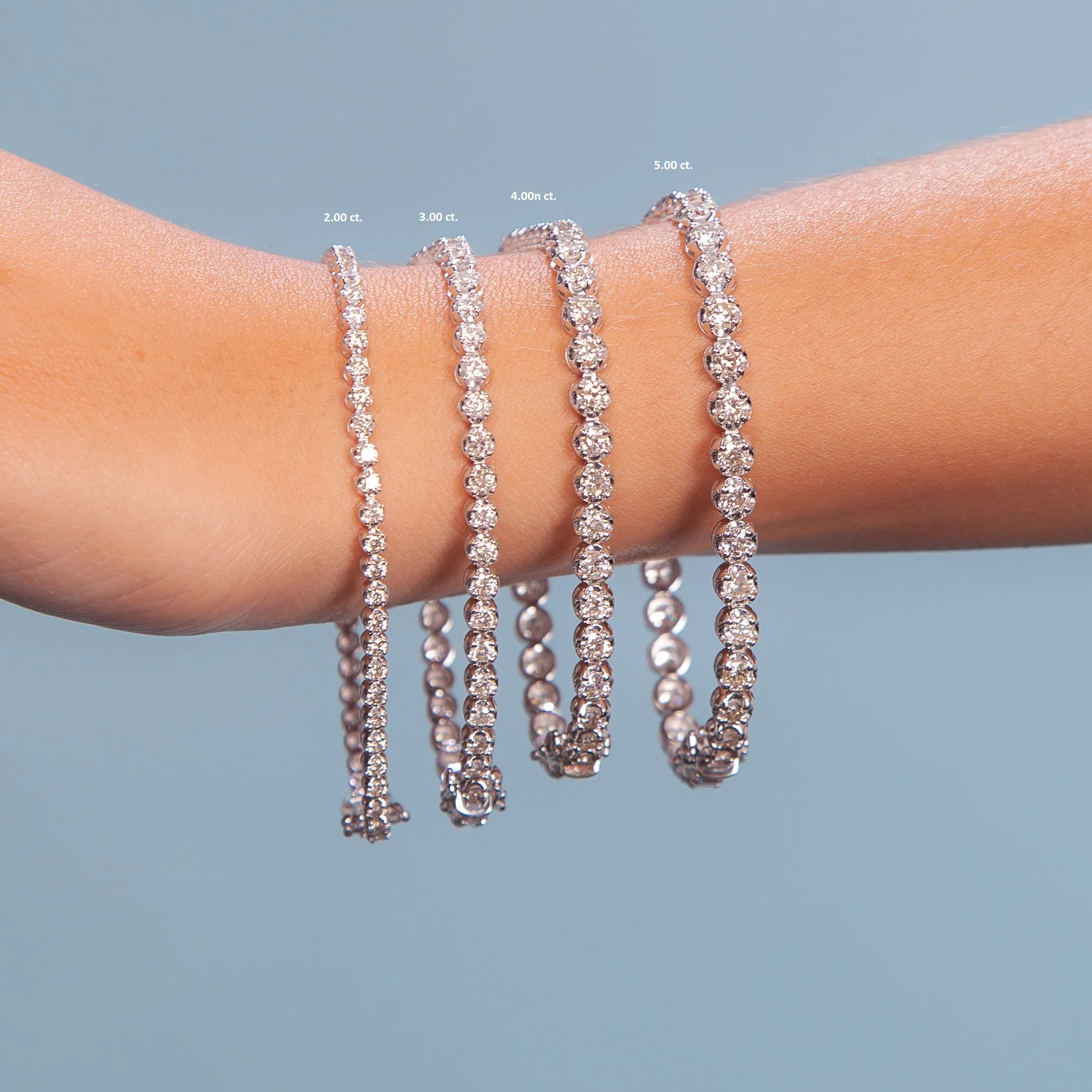 Diamond Tennis Bracelet (5.00 ct.) Buttercup Setting in 14K Gold