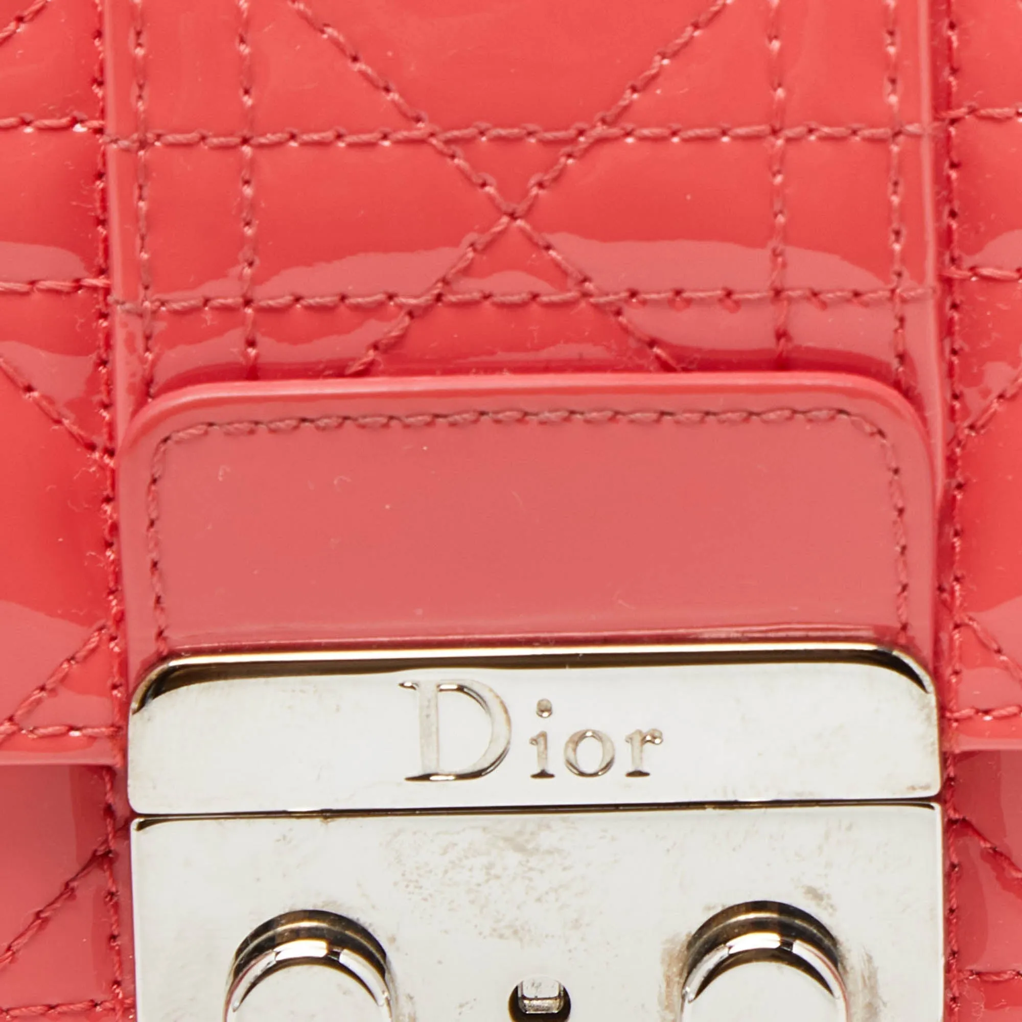 DIOR Orange Cannage Patent Leather Miss  Promenade Wallet