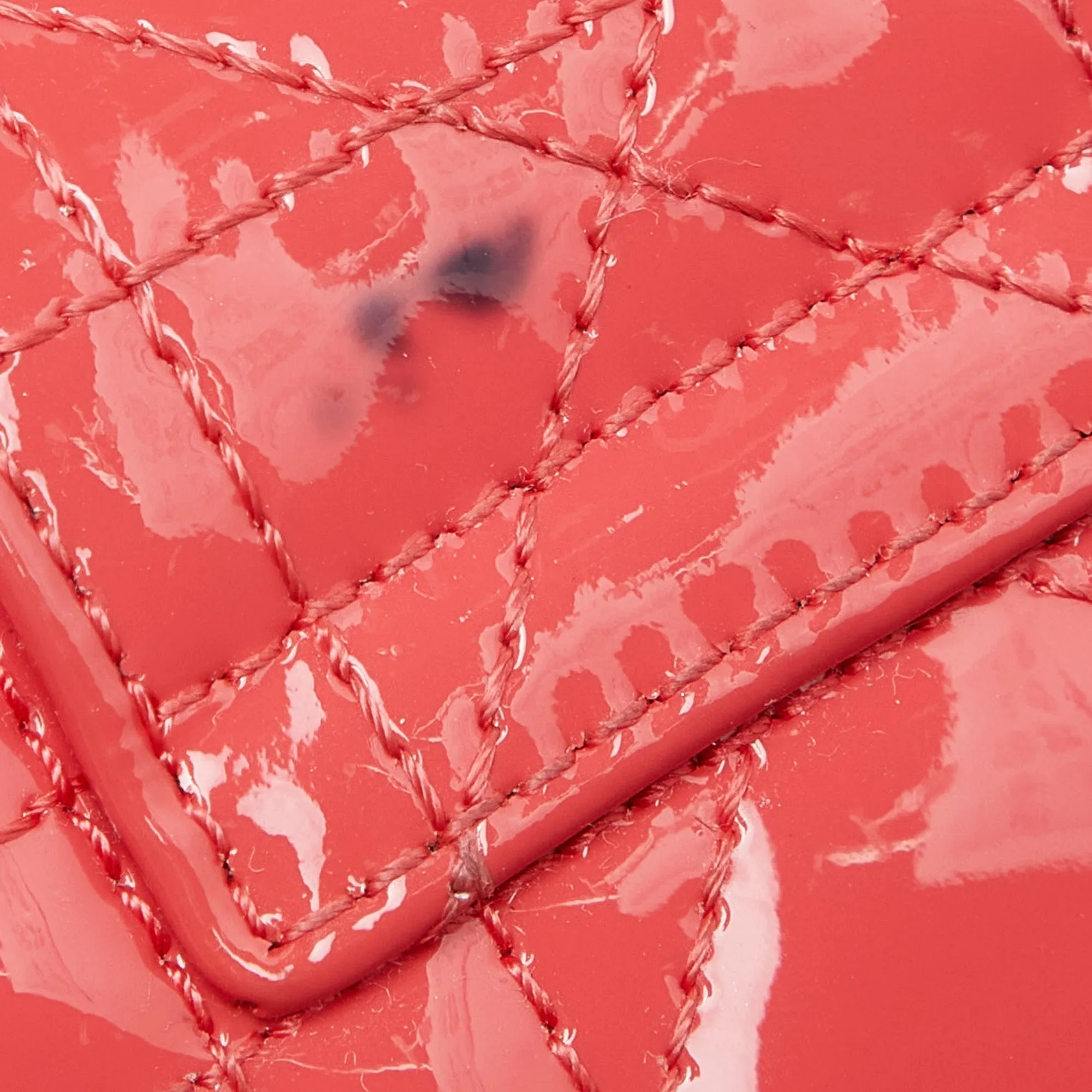 DIOR Orange Cannage Patent Leather Miss  Promenade Wallet