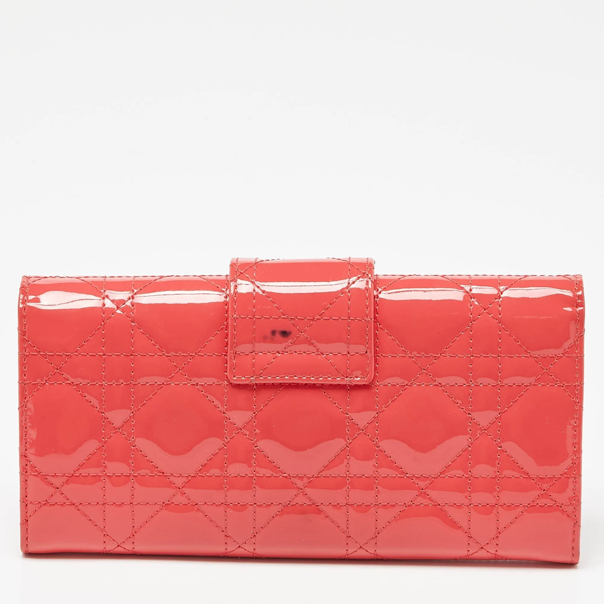 DIOR Orange Cannage Patent Leather Miss  Promenade Wallet