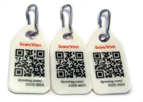 Dynotag Web/Gps Enabled Qr Code Smart Micro Zipper Tags - 3 Identical Snaphooks