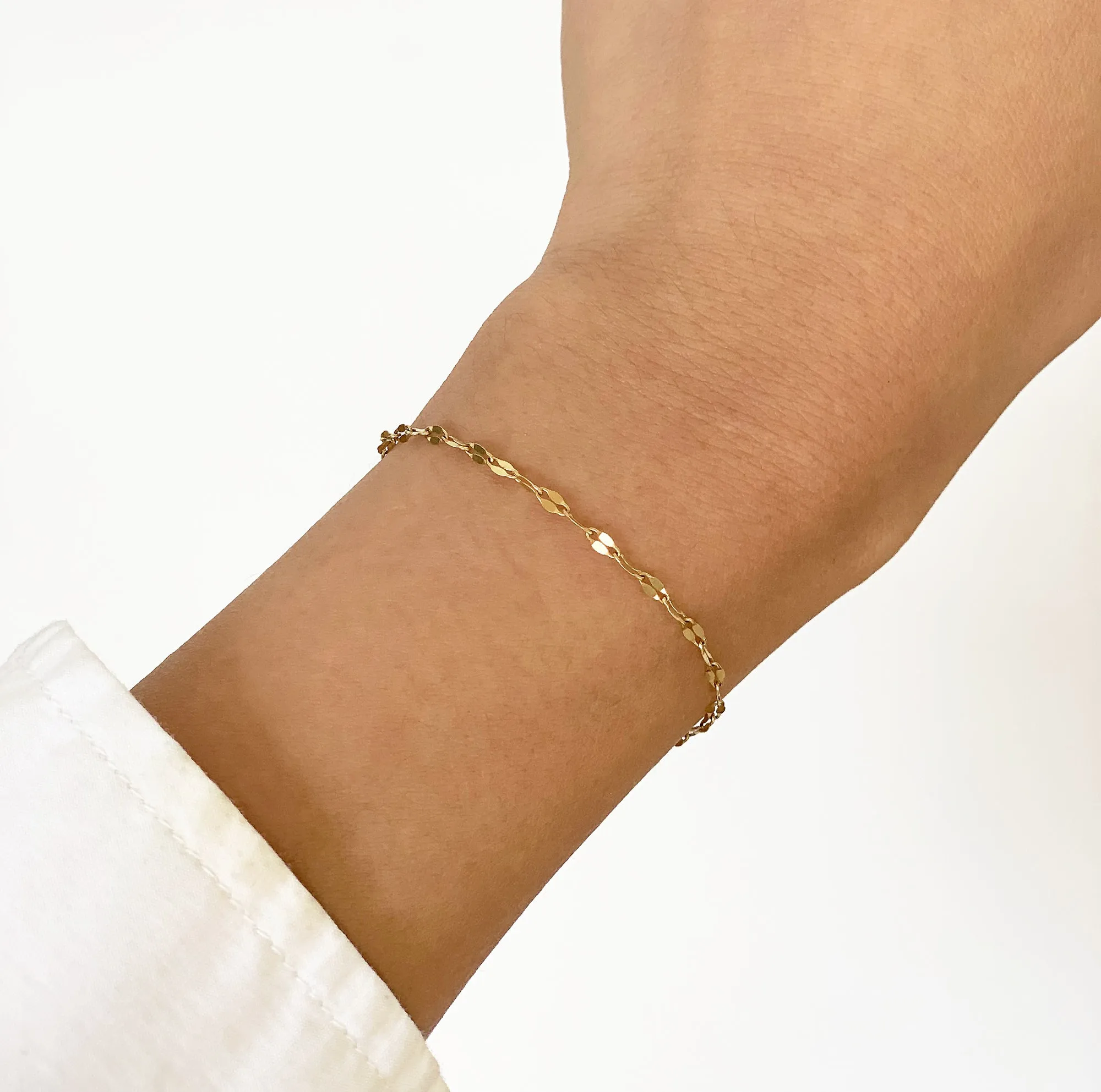 ELSIE GOLD DAINTY LACE CHAIN BRACELET
