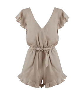 Erifylli Linen Ruffle Playsuit